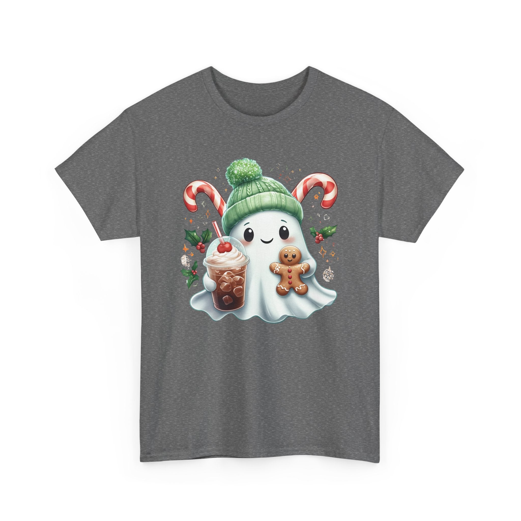 Christmas Ghost T-Shirt — Cute Holiday Ghost with Gingerbread & Candy Canes      Trendy TShirt