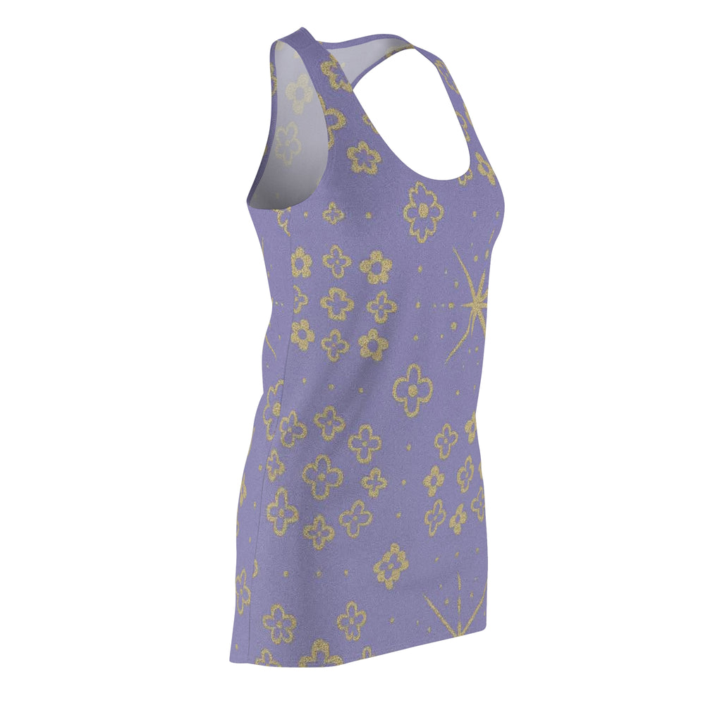 Lavender Gold Starburst Racerback Dress — Floral All-Over Print