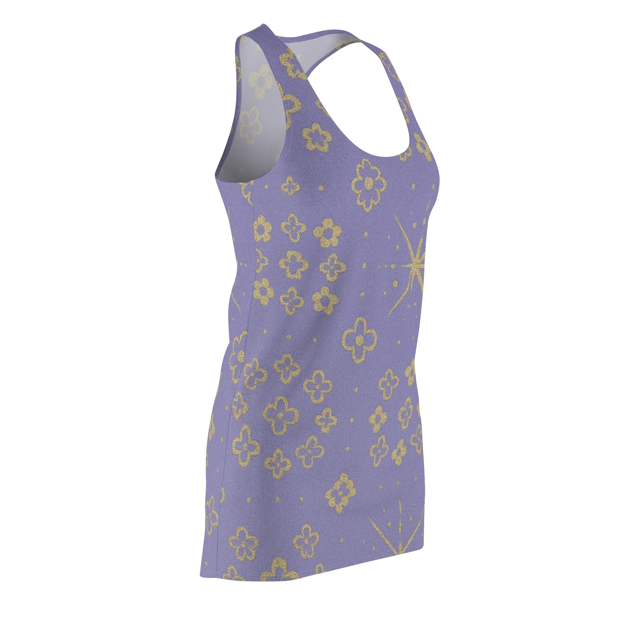 Lavender Gold Starburst Racerback Dress — Floral All-Over Print