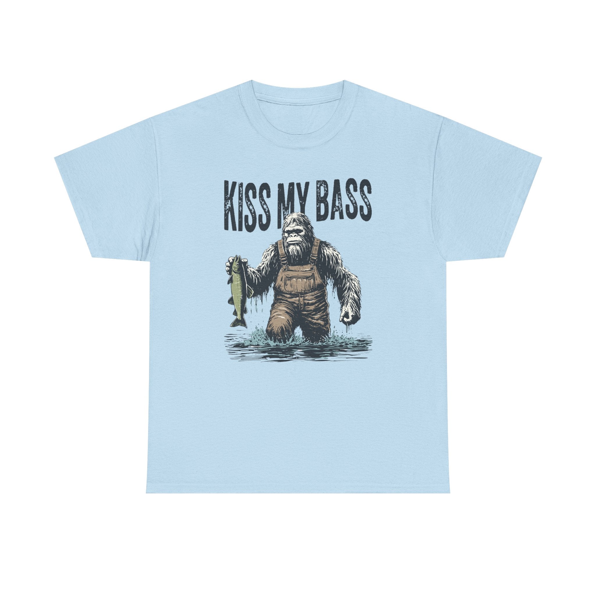 Kiss My Bass Bass Fishing T-Shirt — Funny Bigfoot Fisherman Graphic Tee