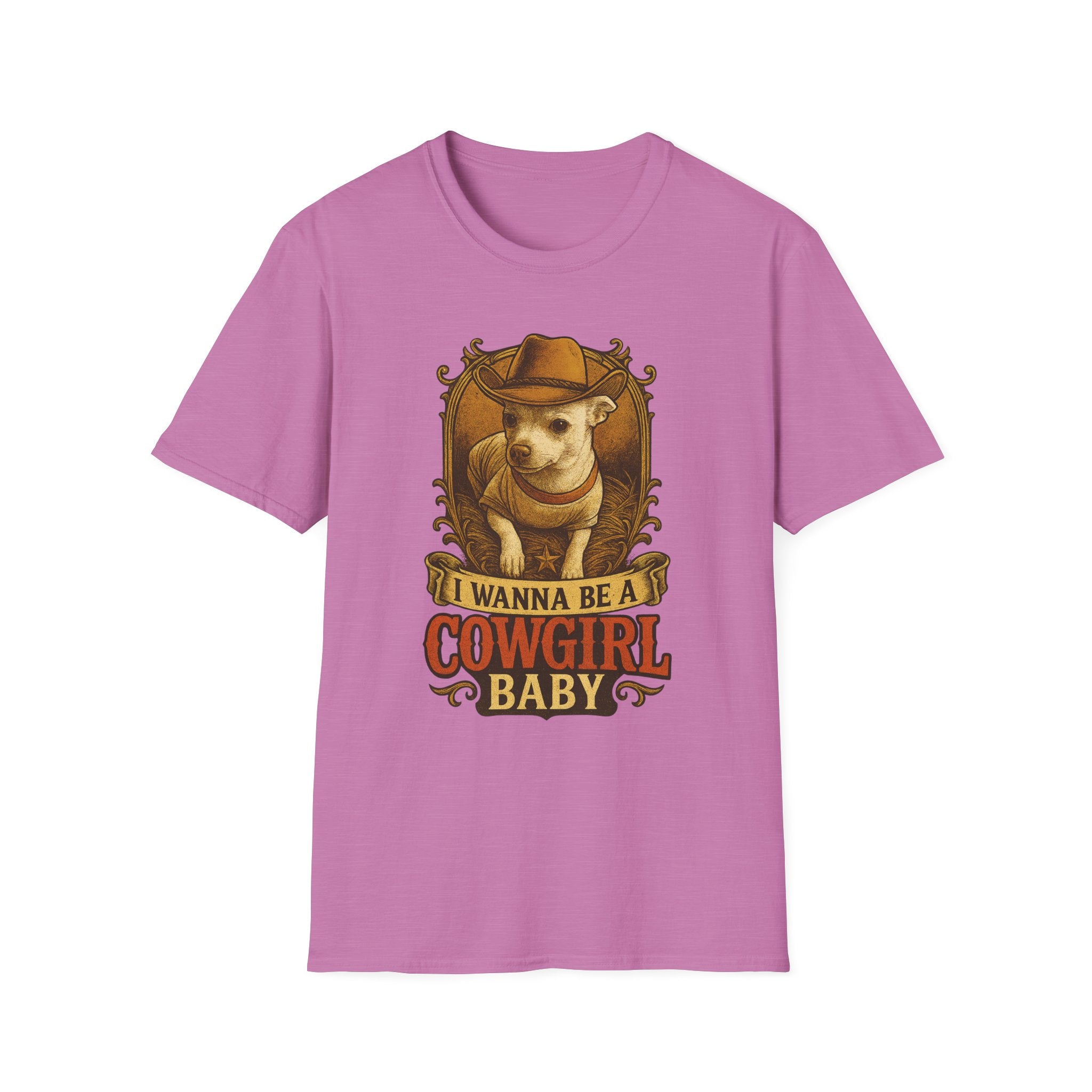 Cowgirl Baby TShirt  Cute Chihuahua Cow Dog Illustration "I Wanna Be a Cowgirl Baby     Trendy TShirt