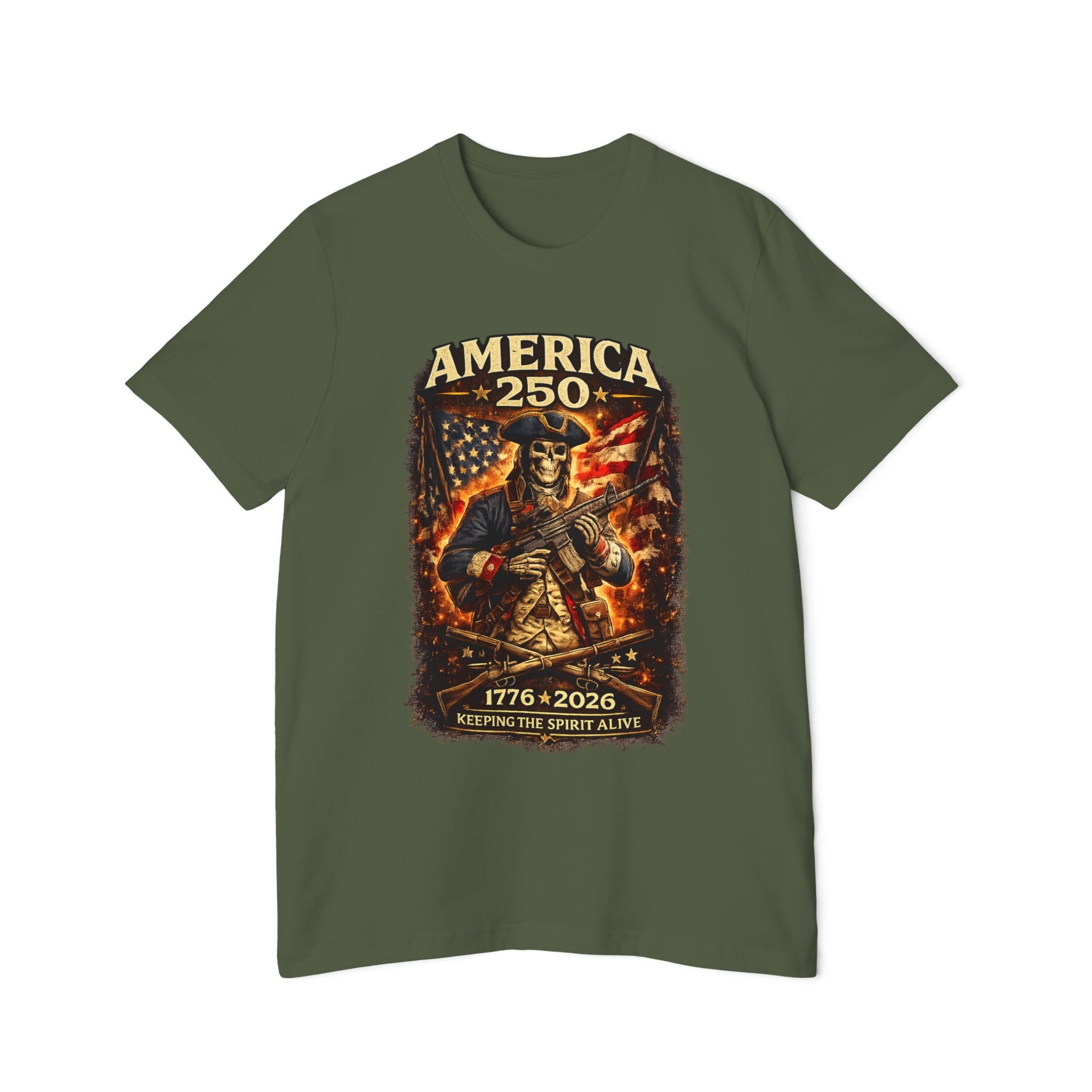 America 250 T-Shirt - 1776-2026 Patriotic Skeleton Flag Tee