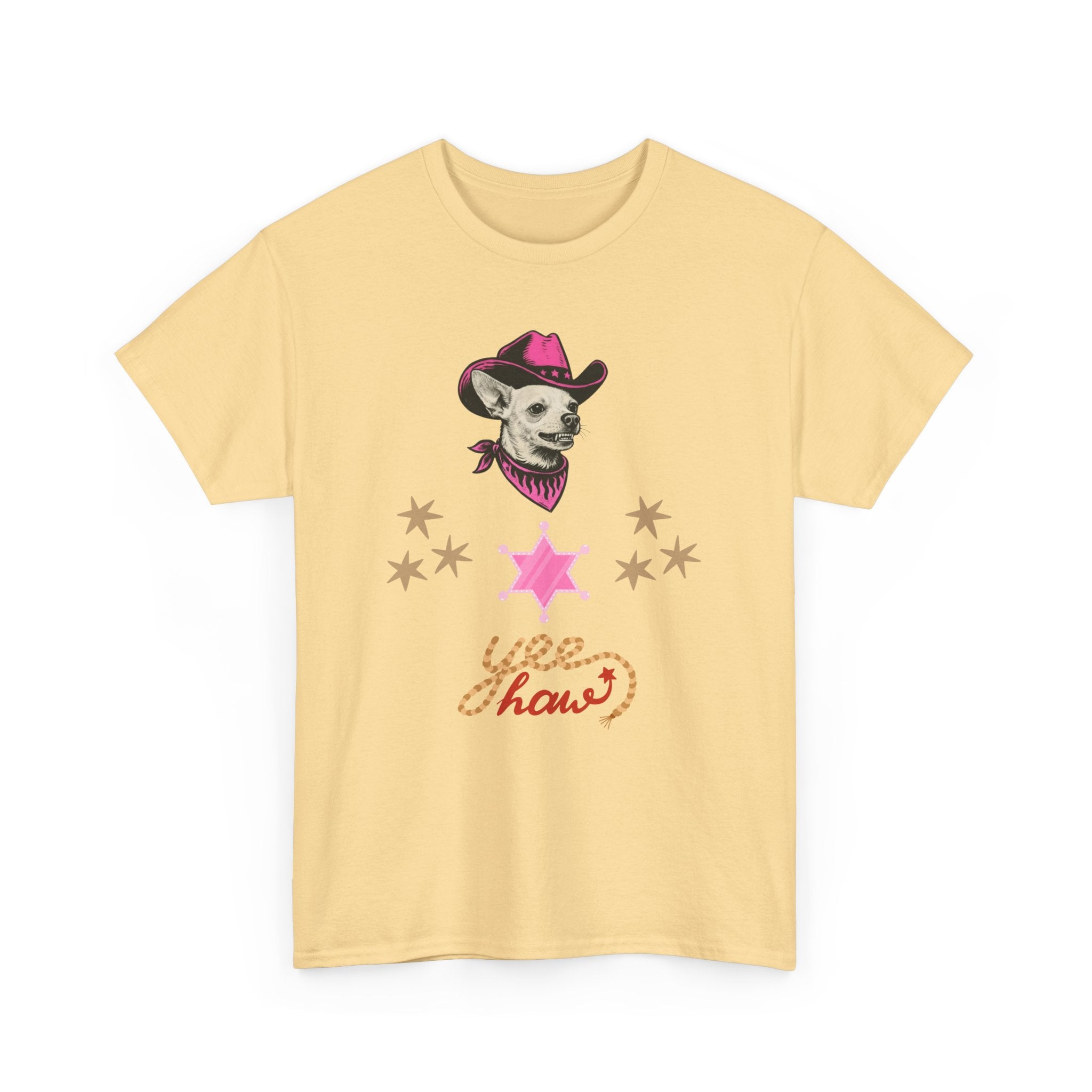 Cowgirl Dog T-Shirt — 'Yee Haw' Chihuahua in Pink Cowboy Hat    Trendy TShirt CoCo