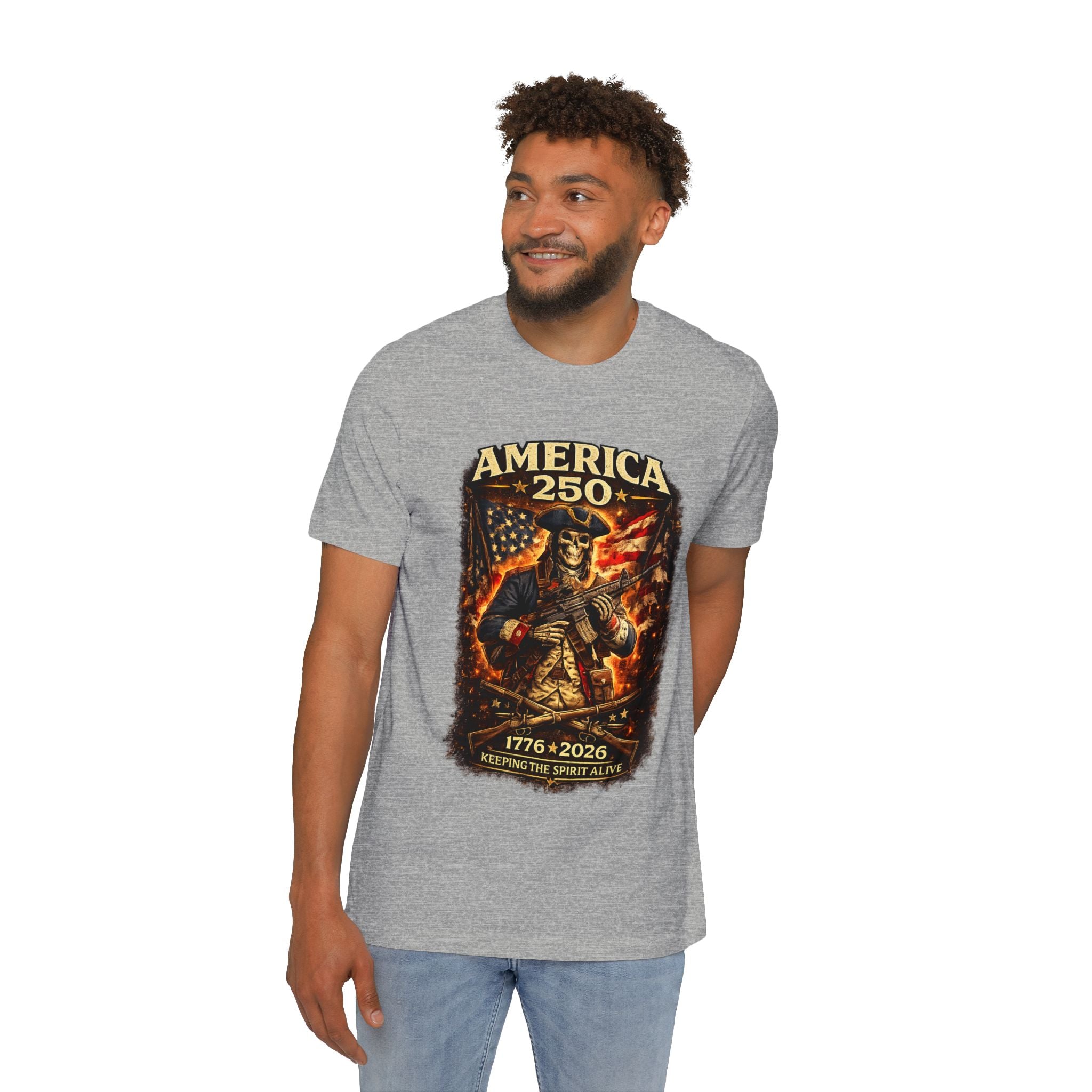America 250 T-Shirt - 1776-2026 Patriotic Skeleton Flag Tee