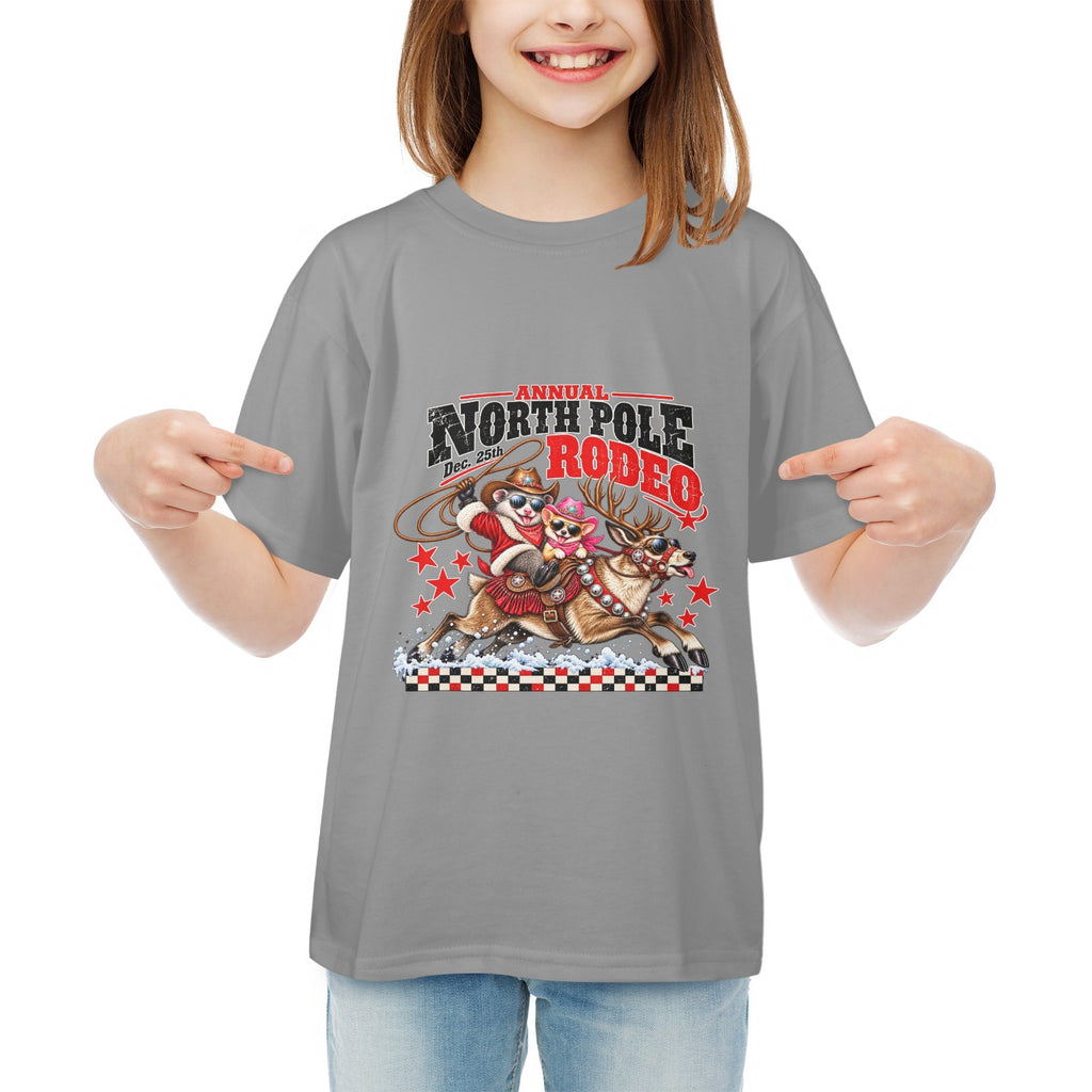 Pete & Coco North Pole Rodeo Youth T-Shirt  Western Christmas Reindeer Holiday Tee