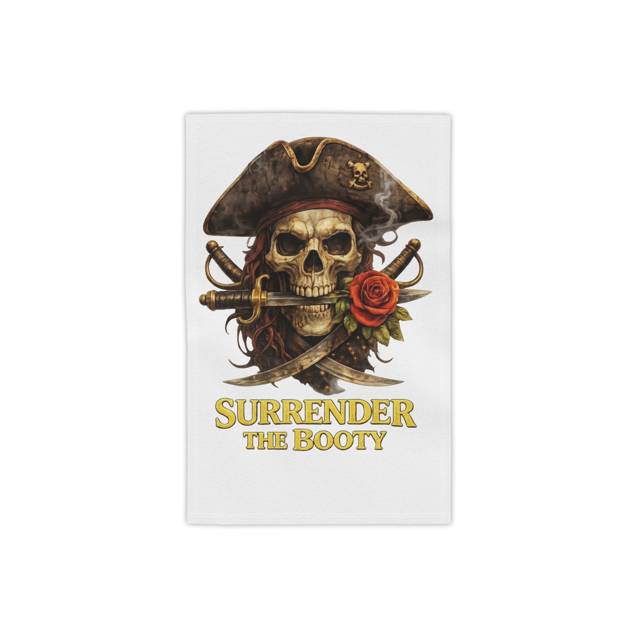 Pirate Skull Beach Towel — "Surrender the Booty" Tropical Pirate Towel
