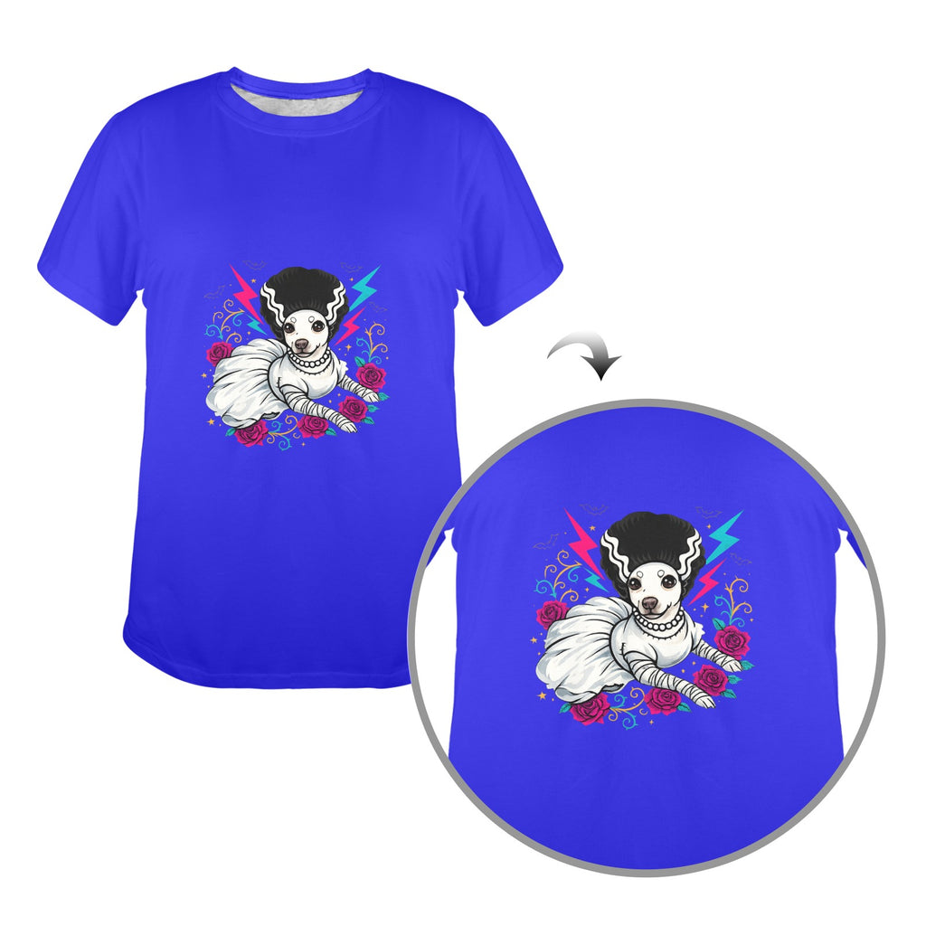 Bride of Barkenstein  Women's Graphic Tee Chihuahua Horror Character,