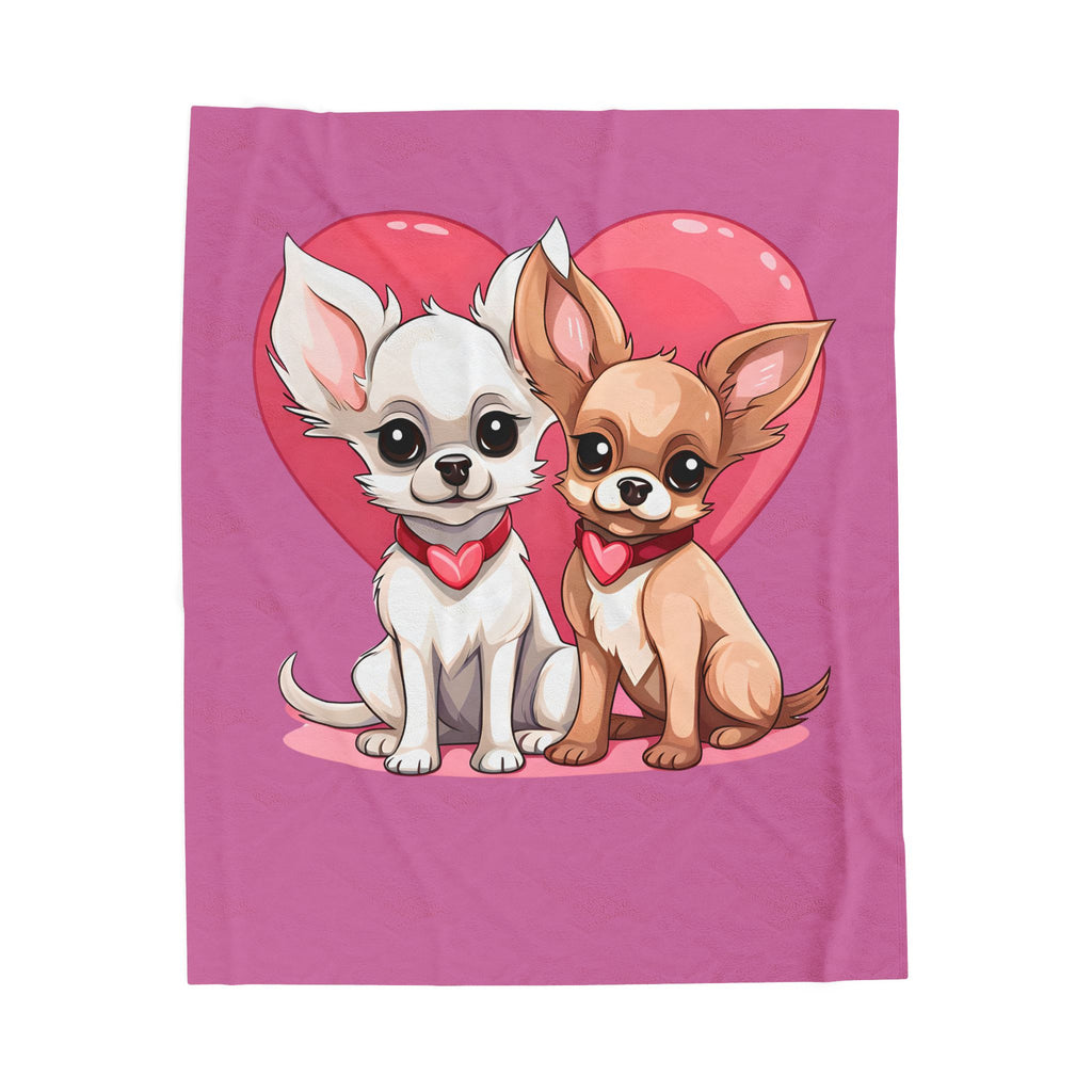 Cute Chihuahua Heart Velveteen Plush Blanket — Cozy Pink Dog Lover Throw (Valentine)