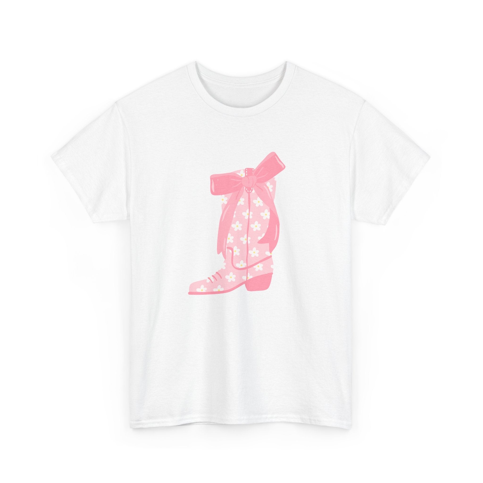 Cowgirl Boot Graphic Tee Pink Ribbon Star Print trendy t-shirt
