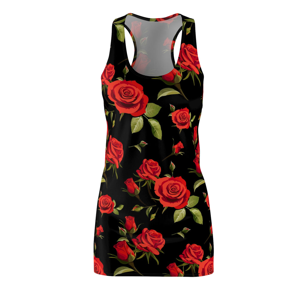 Racerback Dress — Bold Red Rose All-Over Print