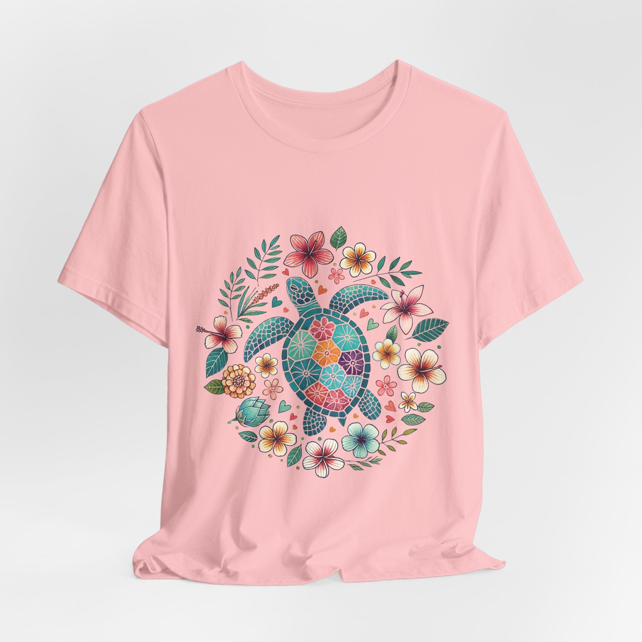Floral Mosaic Sea Turtle T-Shirt — Tropical Beach Boho Tee