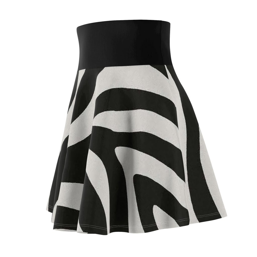 Zebra Print Women's Skater Skirt — Black & White flared Mini