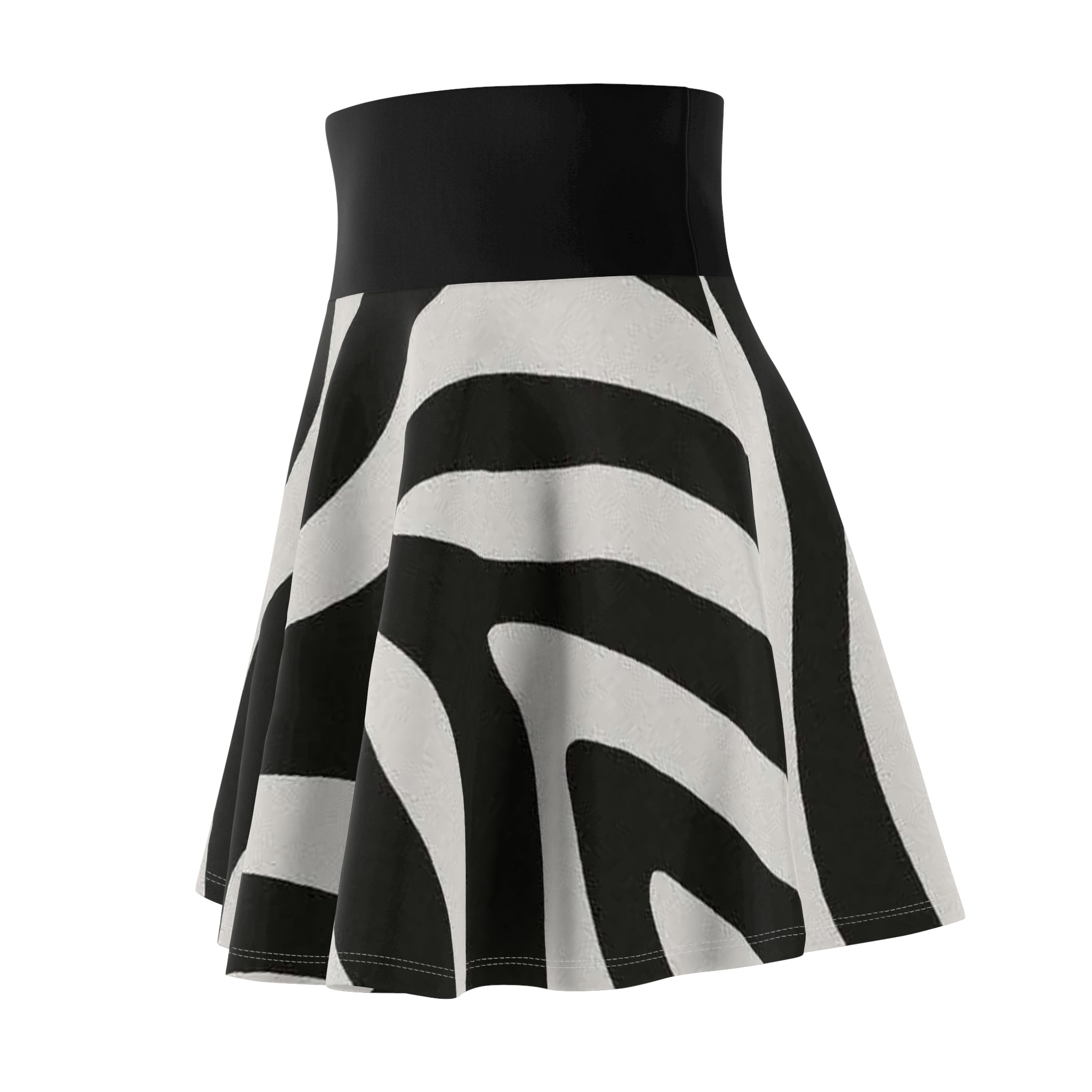 Zebra Print Women's Skater Skirt — Black & White flared Mini