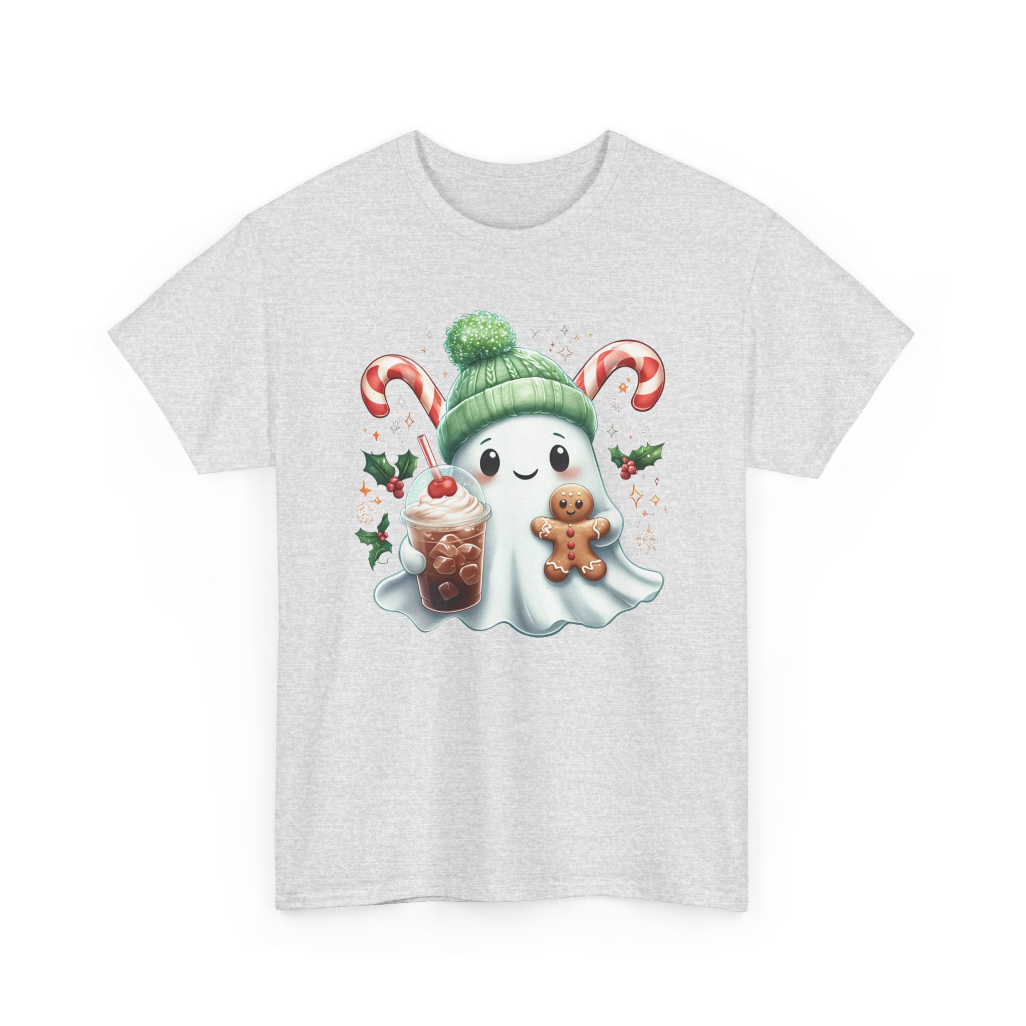 Christmas Ghost T-Shirt — Cute Holiday Ghost with Gingerbread & Candy Canes      Trendy TShirt