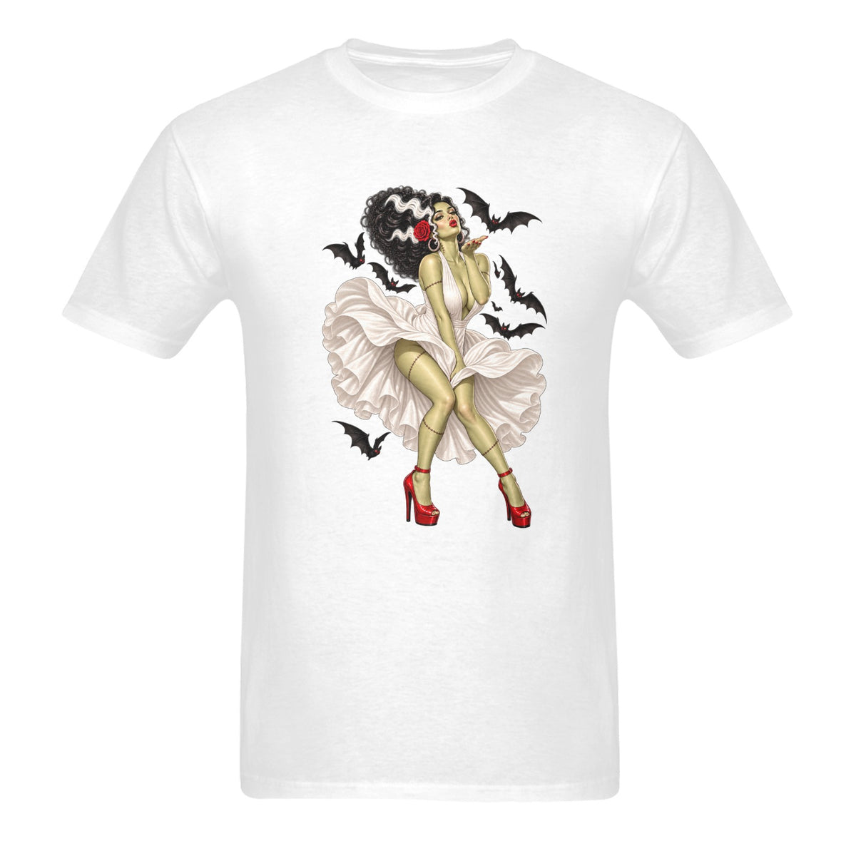 Stitched & Spellbound Men’s Halloween T-Shirt – Vintage Monster Bride Pin-Up Tee