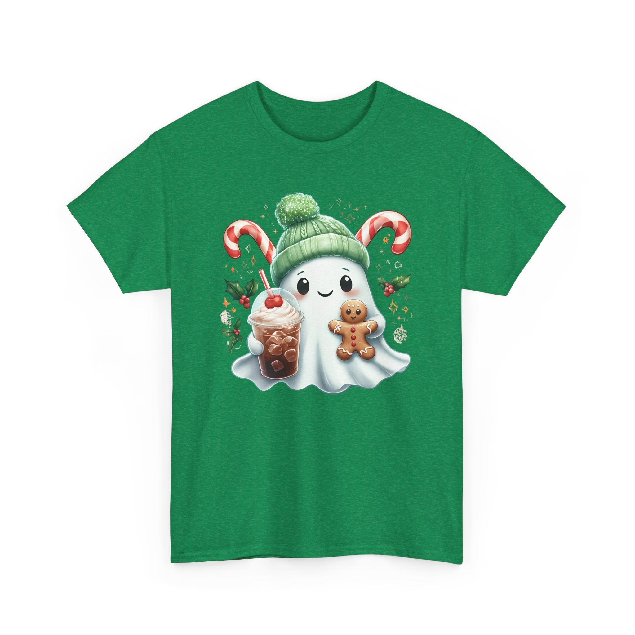Christmas Ghost T-Shirt — Cute Holiday Ghost with Gingerbread & Candy Canes      Trendy TShirt