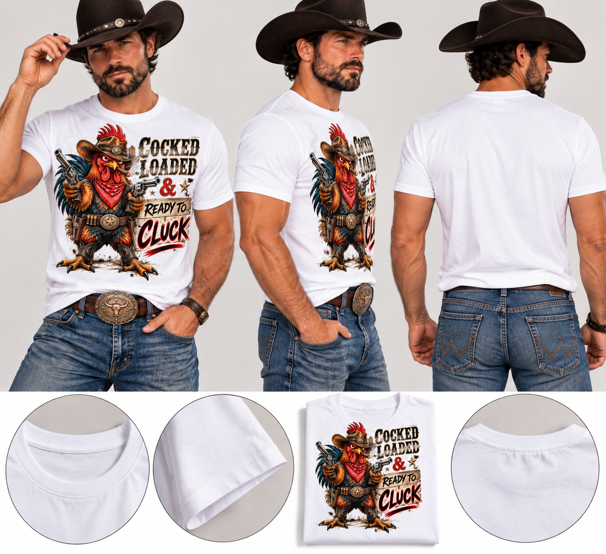Cocked, Loaded & Ready to Cluck Men’s Western T-Shirt