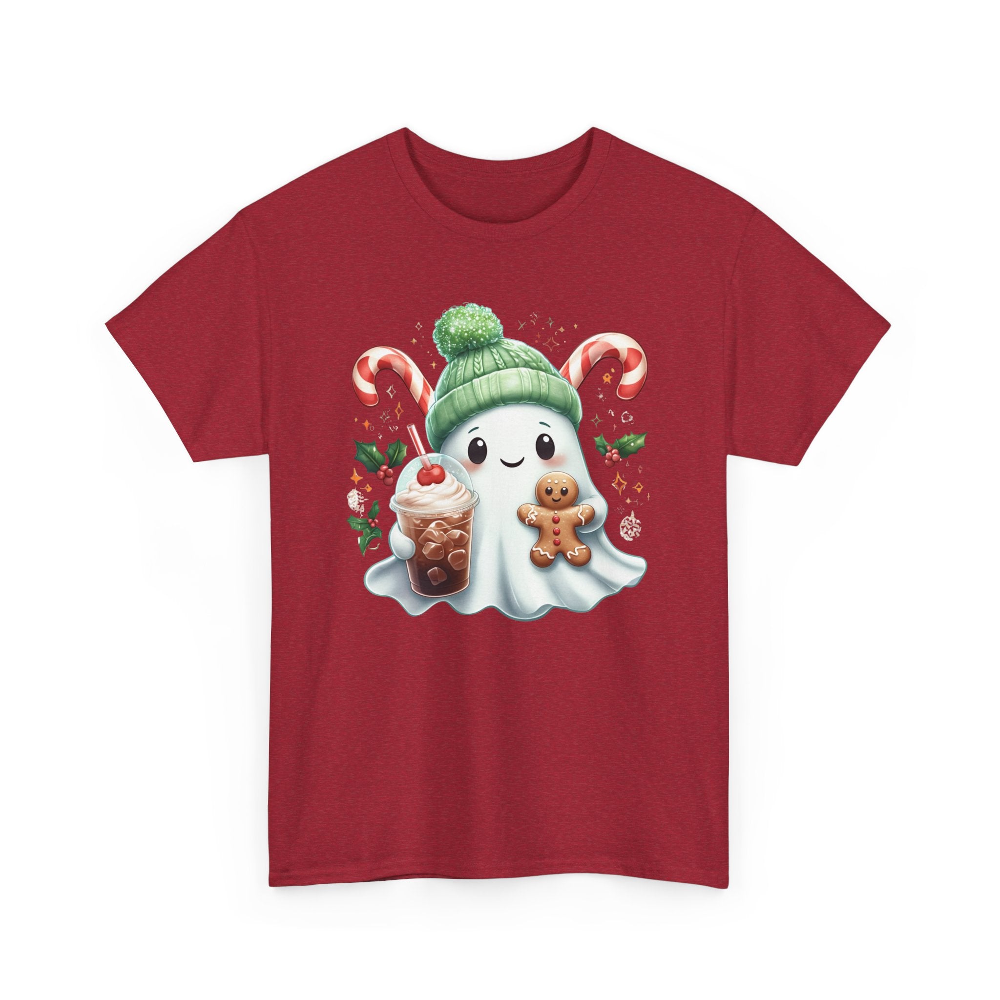 Christmas Ghost T-Shirt — Cute Holiday Ghost with Gingerbread & Candy Canes      Trendy TShirt