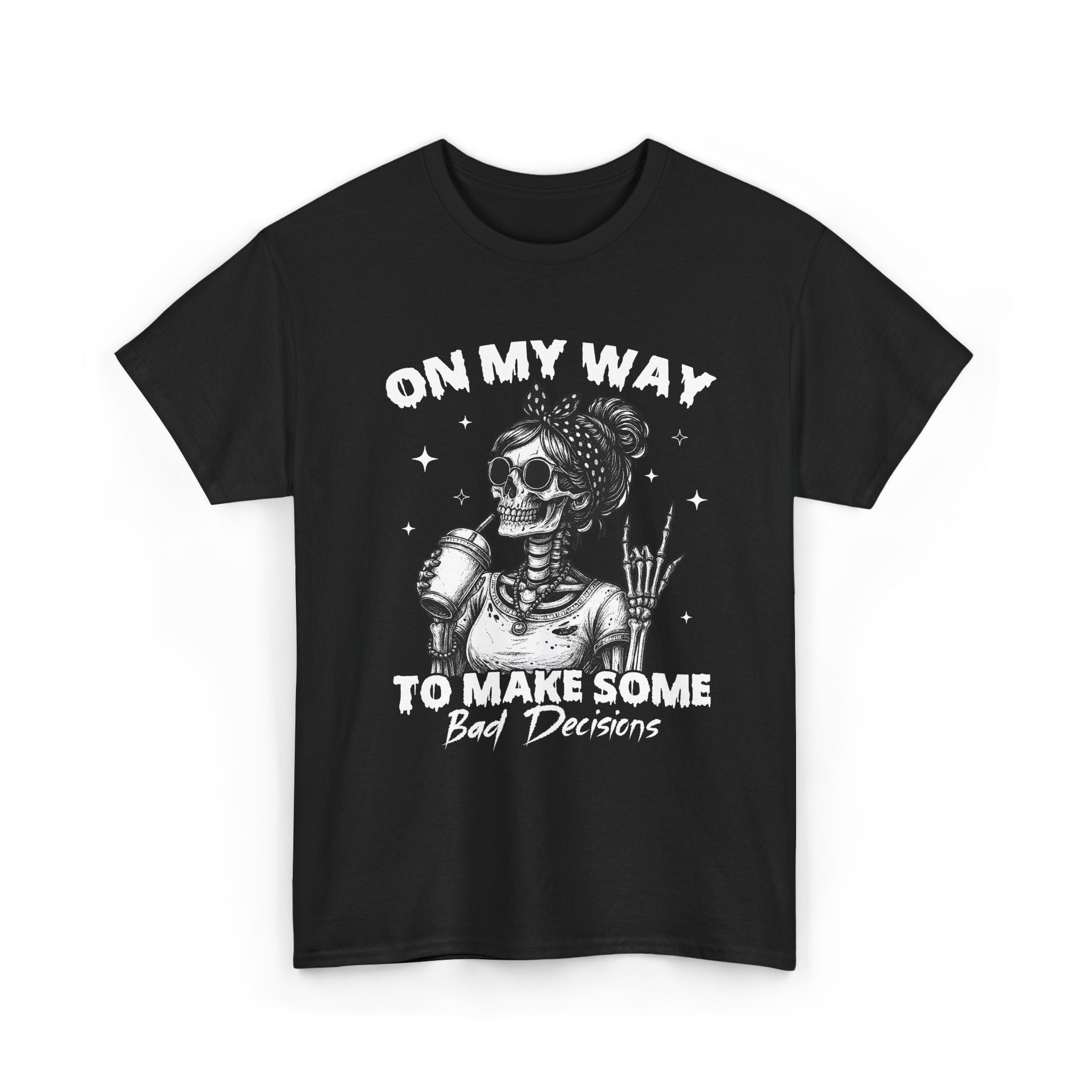 Skeleton Girl Graphic Tee — Retro Rock 'n' Roll Skull Design