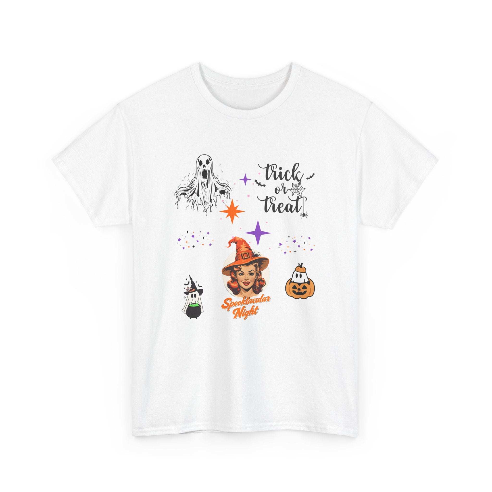 Halloween Themed Tee, Unisex Heavy Cotton Tee, Trick or Treat Shirt, Spooky Halloween Apparel, Casual Fall Fashion
