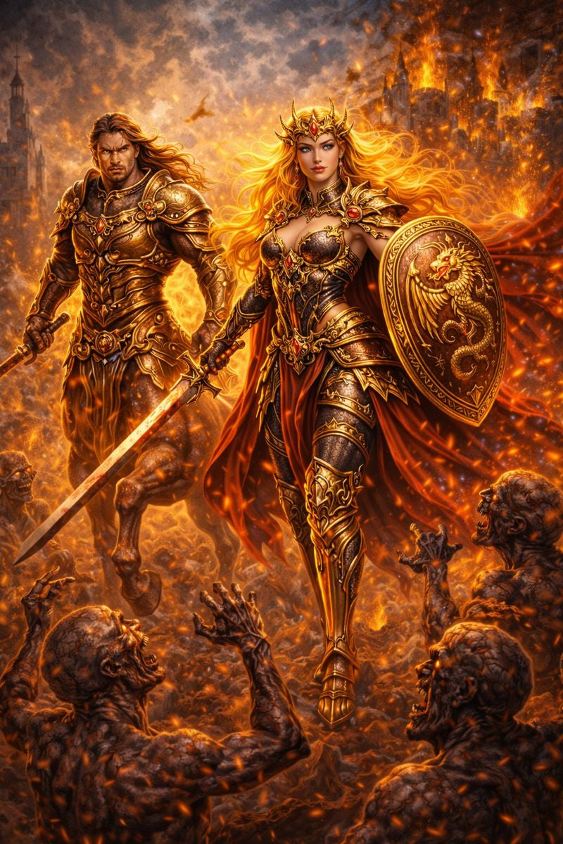 Battle of the undead Drusilla with her Centaur friend