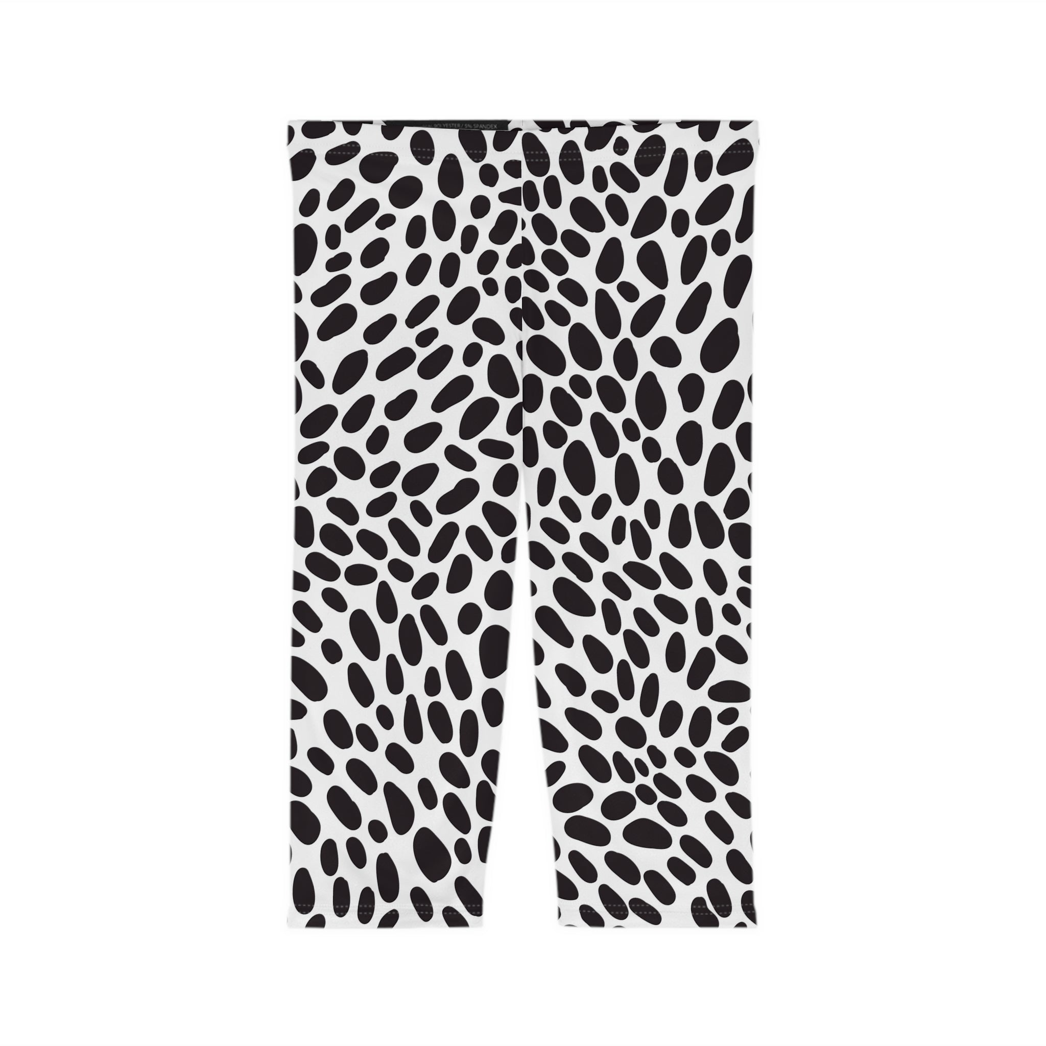 Dalmatian Spot Capri Leggings — Black & White Animal Print Capri Leggings