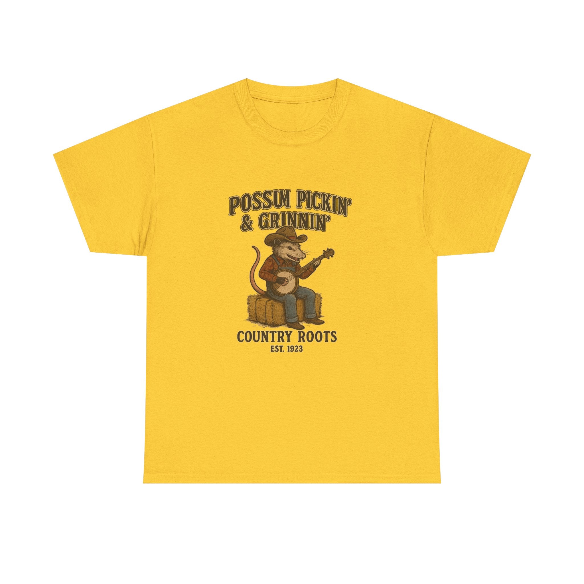 T-Shirt Possum Pickin' & Grinnin' Country Roots" Vintage Banjo Graphic Tee  Trendy T Shirt
