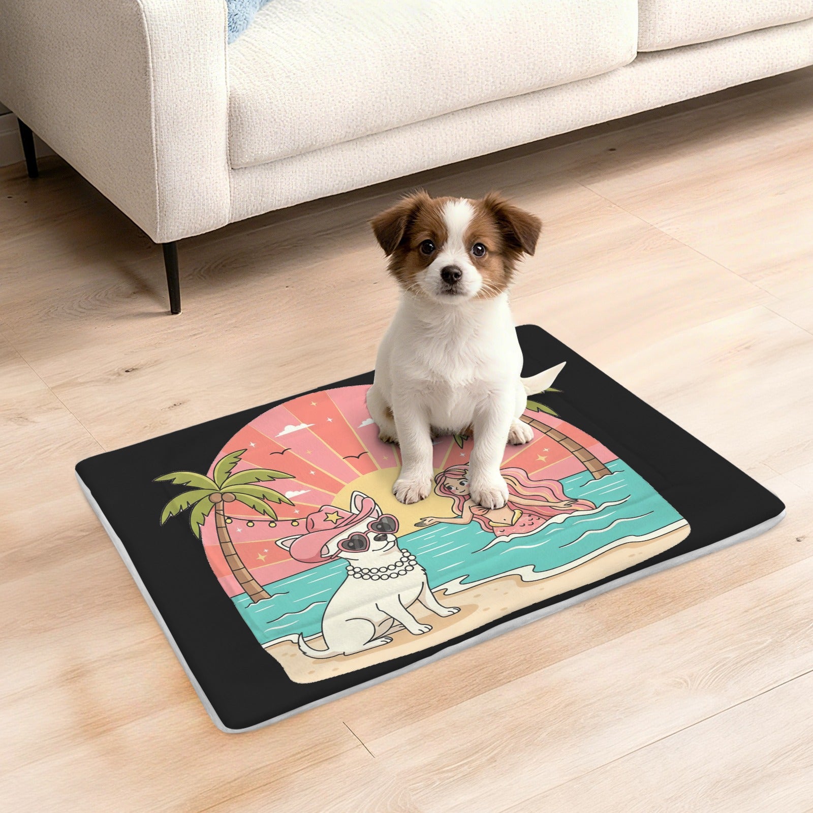 Chihuahua Retro Sunset Palm Tree Pet Mat — Beach Ready