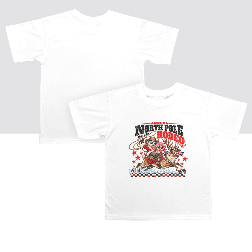 Pete & Coco North Pole Rodeo Youth T-Shirt  Western Christmas Reindeer Holiday Tee