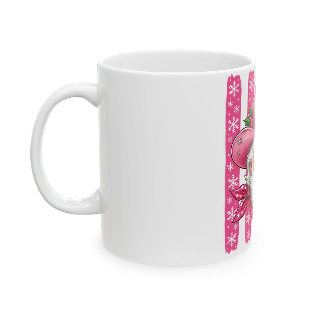 Pink Cowboy Santa Ceramic Mug — Festive Western Christmas Coffee Cup (11oz & 15oz)
