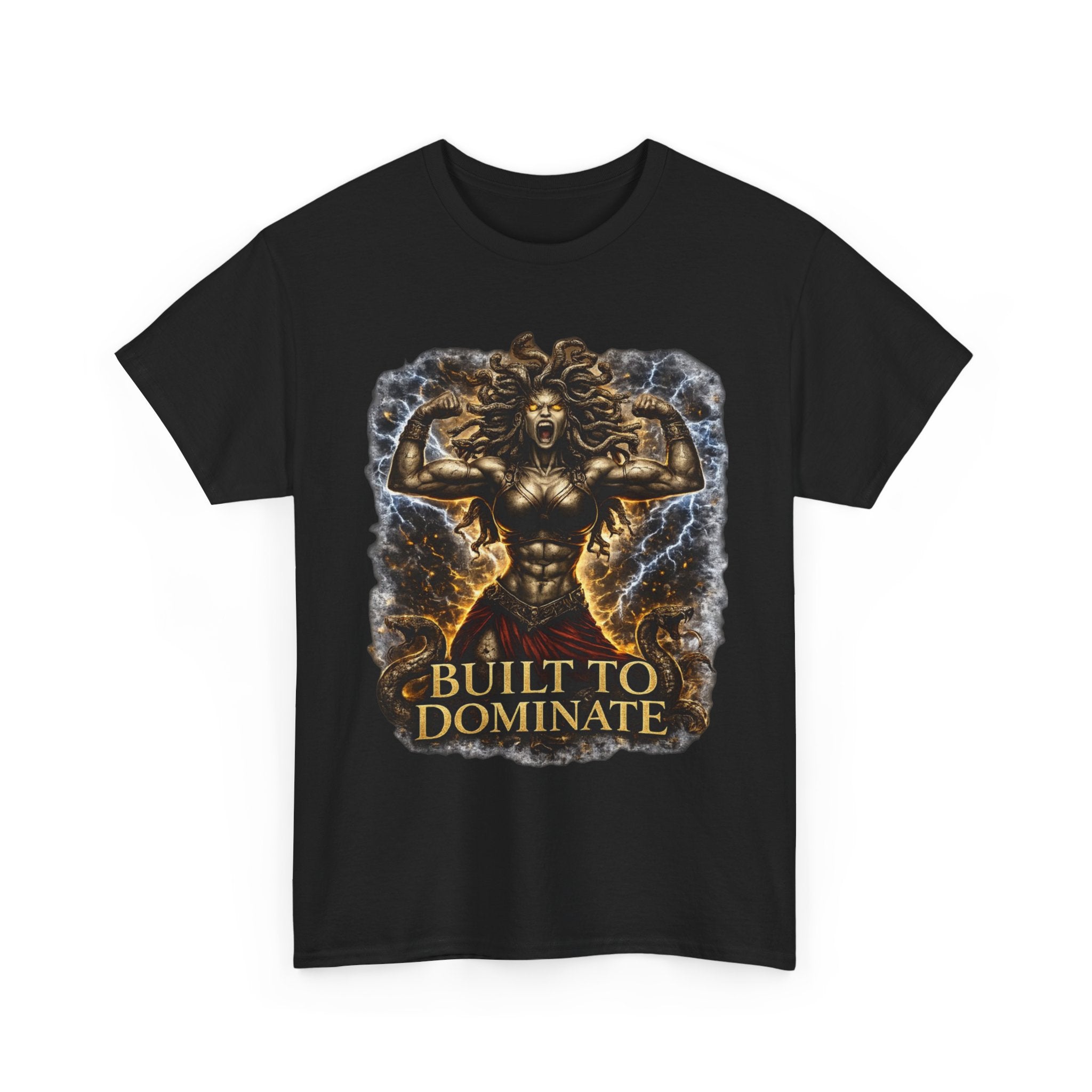 Muscle Medusa "Built to Dominate" Bodybuilding T-Shirt