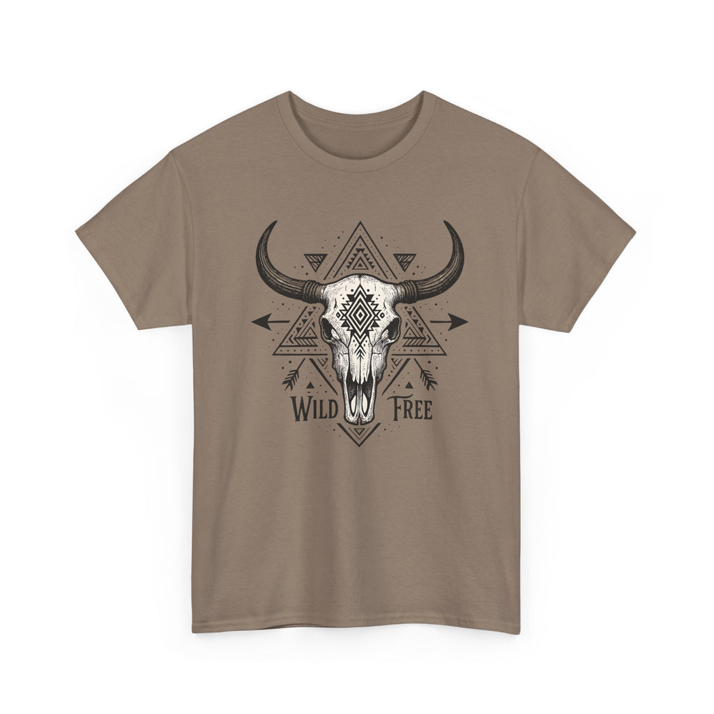 Wild & Free Buffalo Skull T-Shirt — Boho Western Graphic Tee