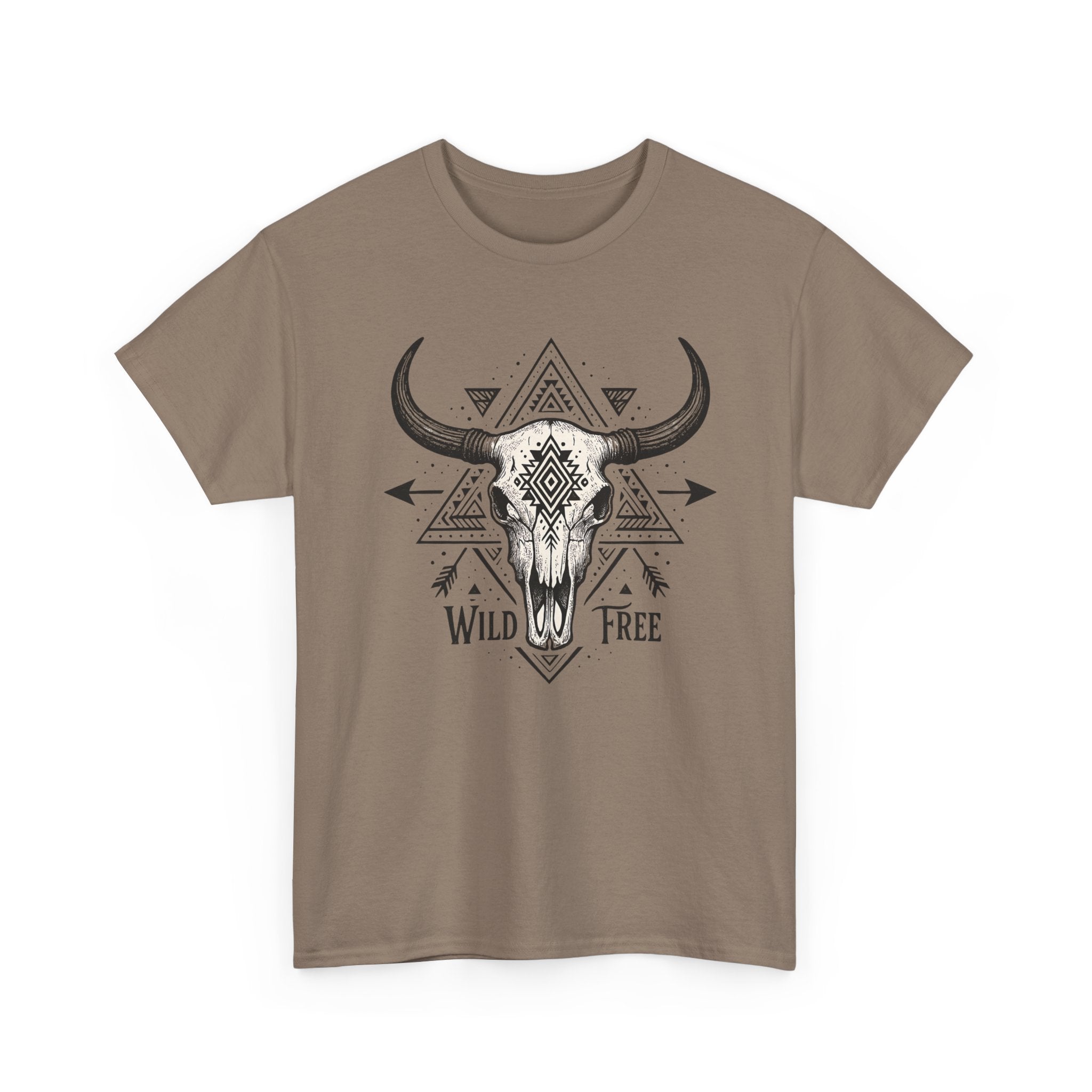 Wild & Free Buffalo Skull T-Shirt — Boho Western Graphic Tee