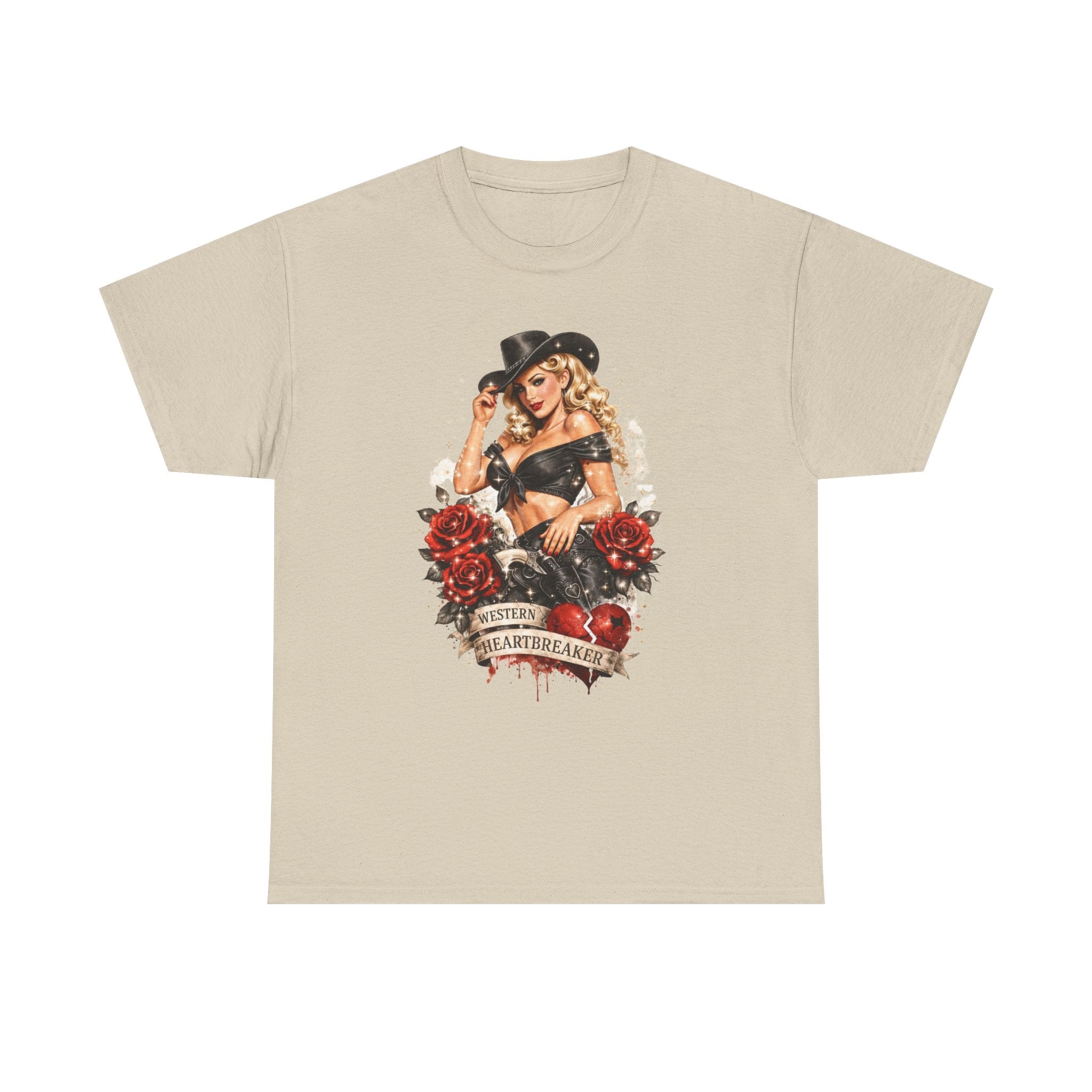 Cowgirl Pinup Heartbreaker T-Shirt — Vintage Valentine Graphic Tee