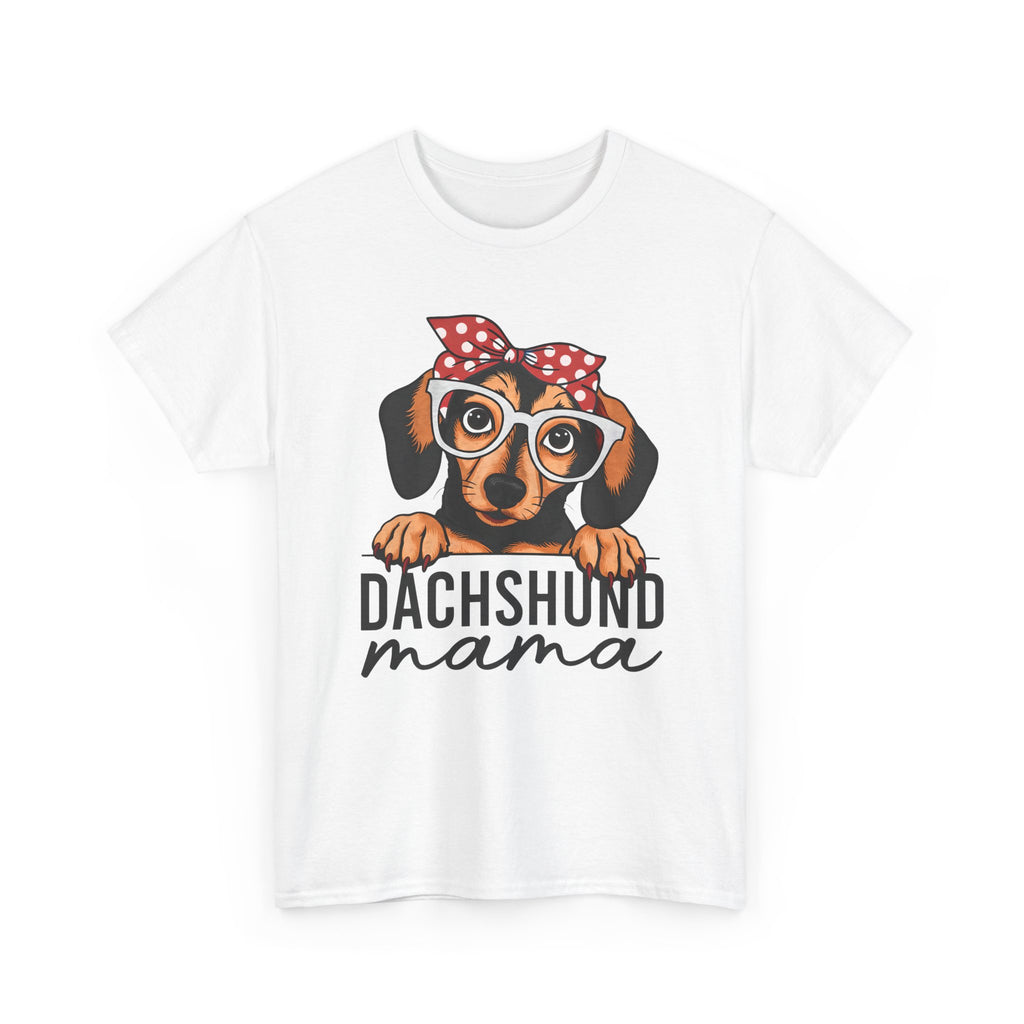 Dachshund Mama T-Shirt — Cute Dog Mom Tee with Glasses & Bandana