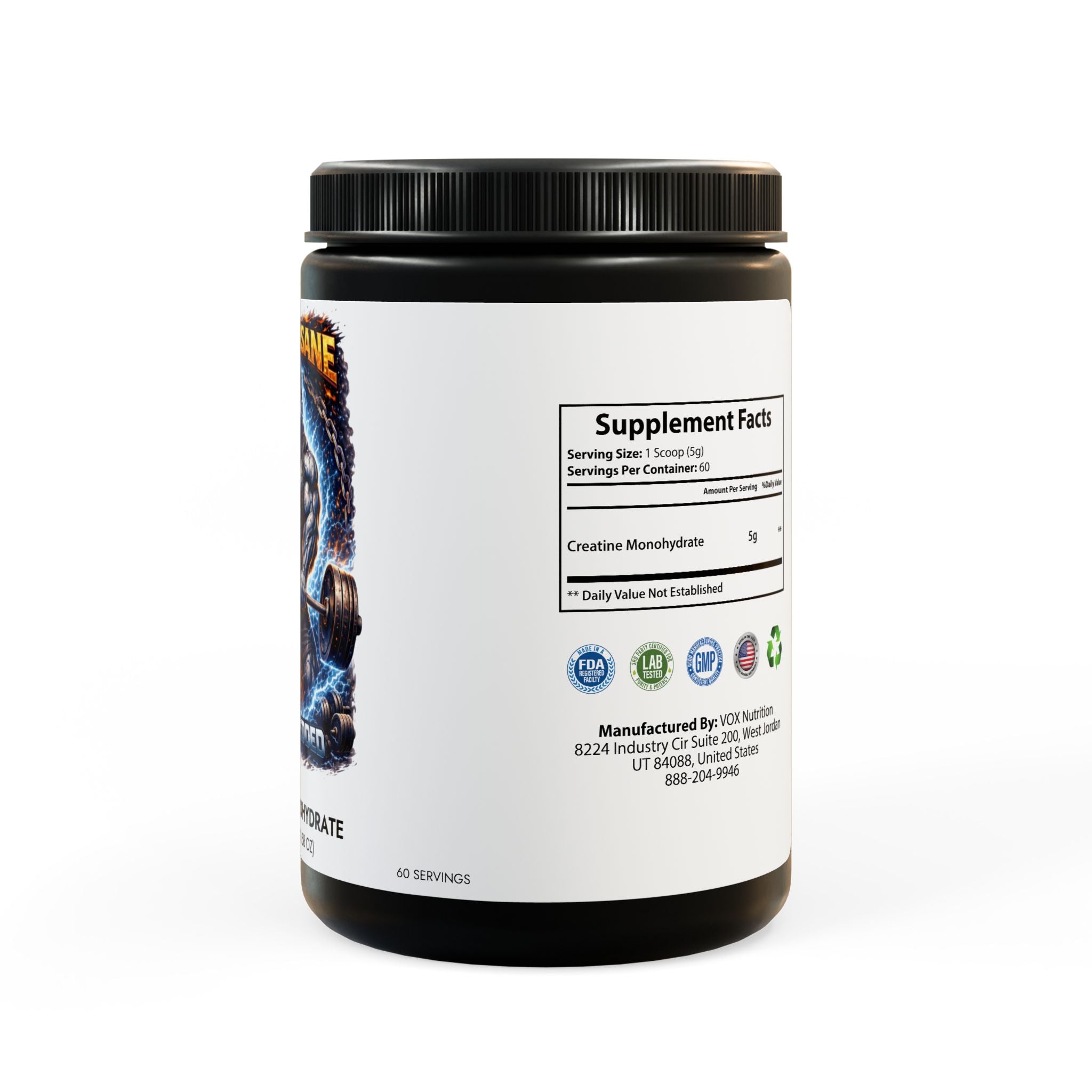 TRAIN INSANE-Creatine Monohydrate Supplement (300g, 10.58oz)