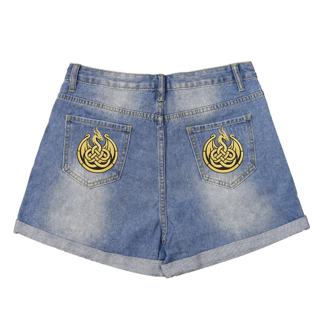 Wild Spirit Dragon Denim Shorts