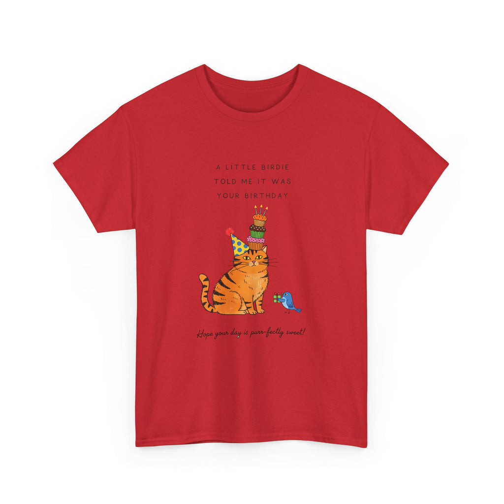 Cat Birthday Cake T-Shirt — "A Little Cake Could Be Made Your Birthday" Funny Party Tee