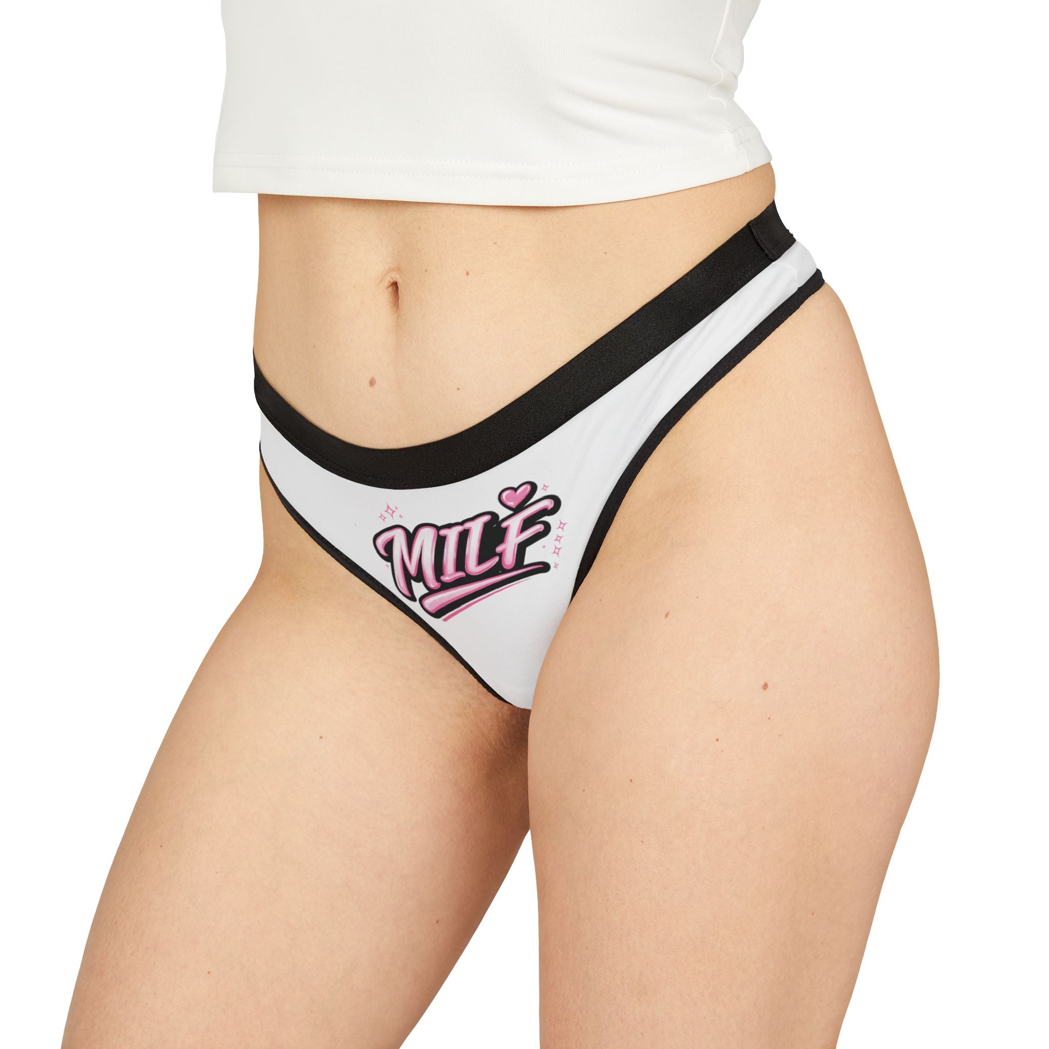 Milf Thong — 'MILF' Pink Script Women's Thong, Playful Bachelorette Lingerie