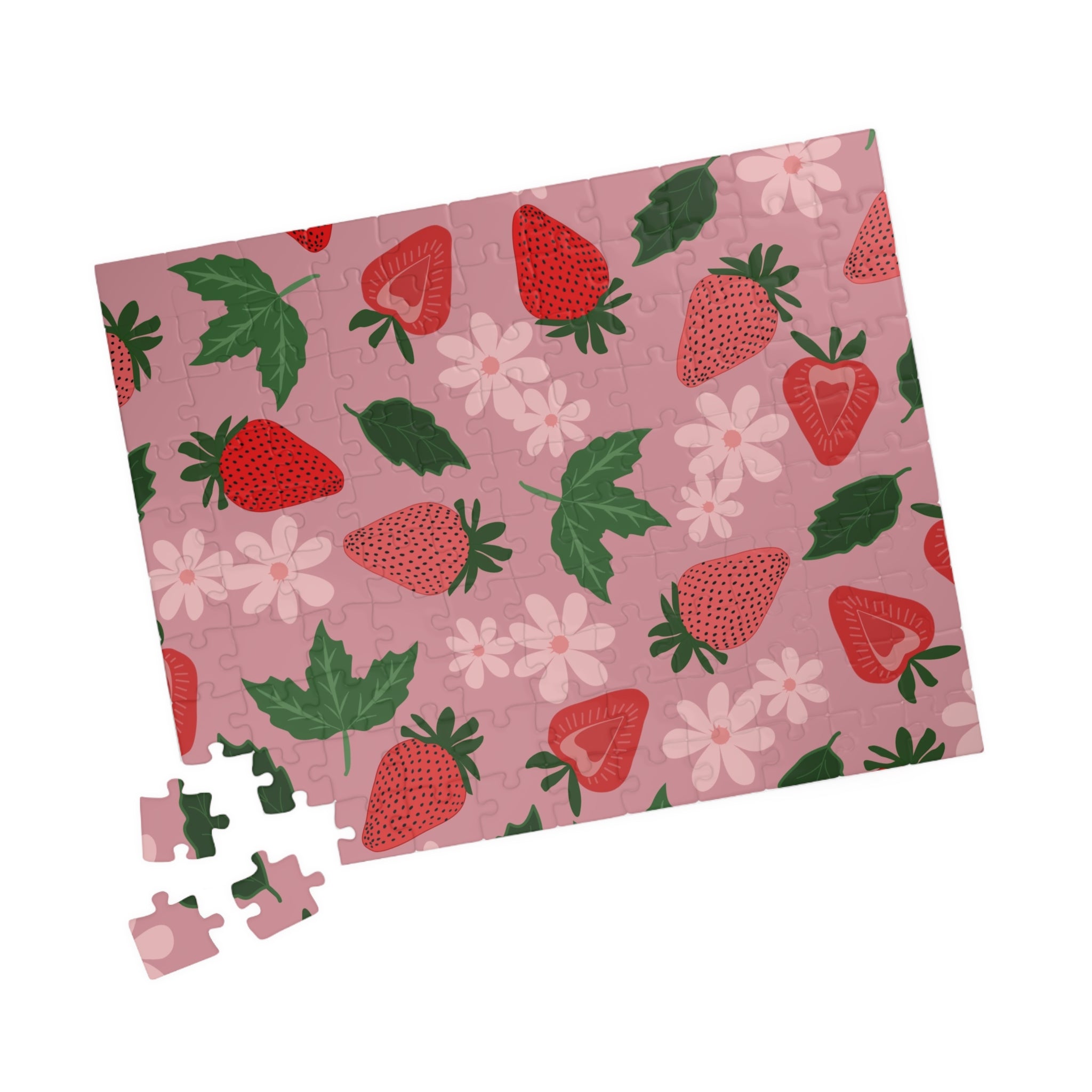 Strawberry Garden Jigsaw Puzzle — Floral Pink 110/252/520/1014-Piece