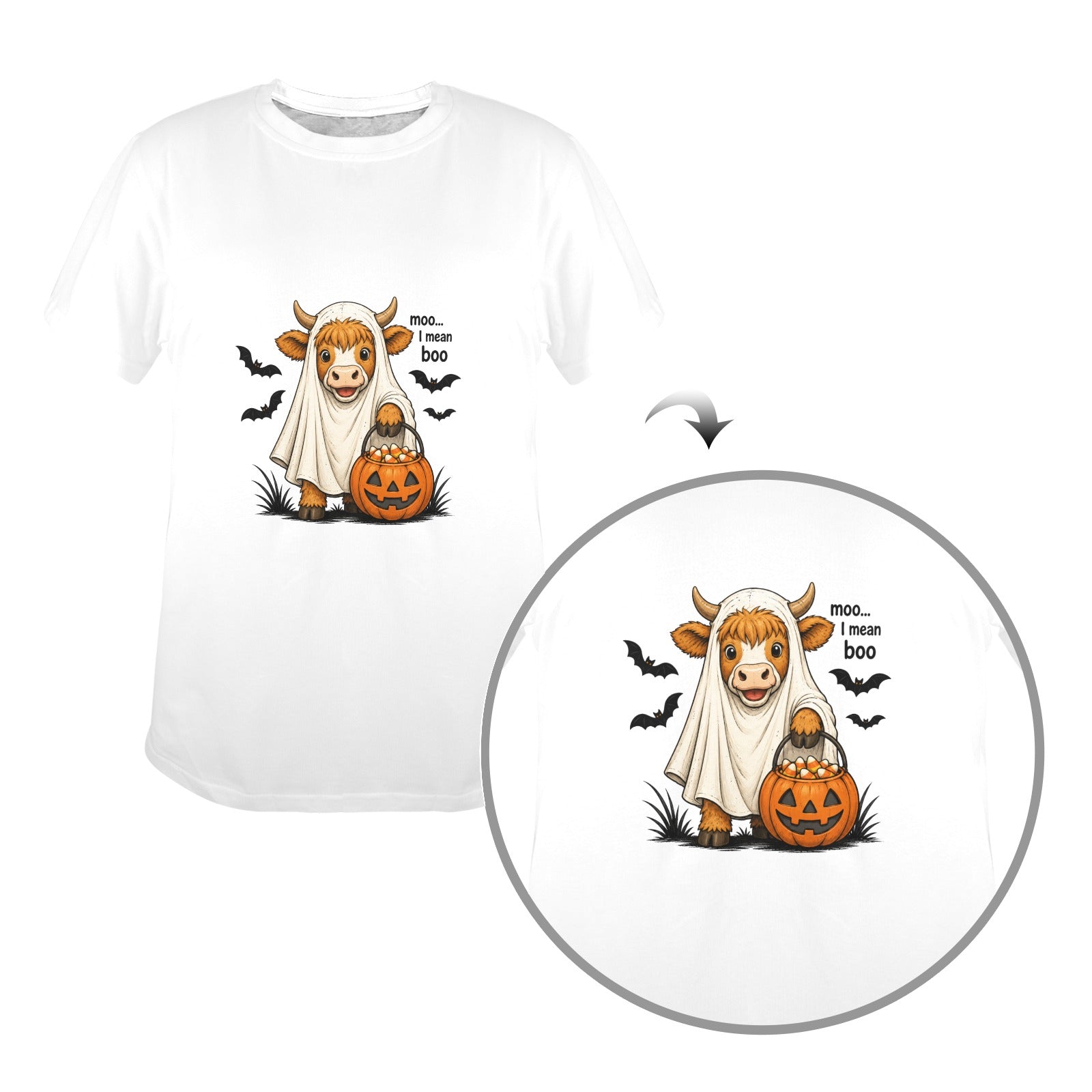 Highland Cow Ghost Trick or Treat T-Shirt