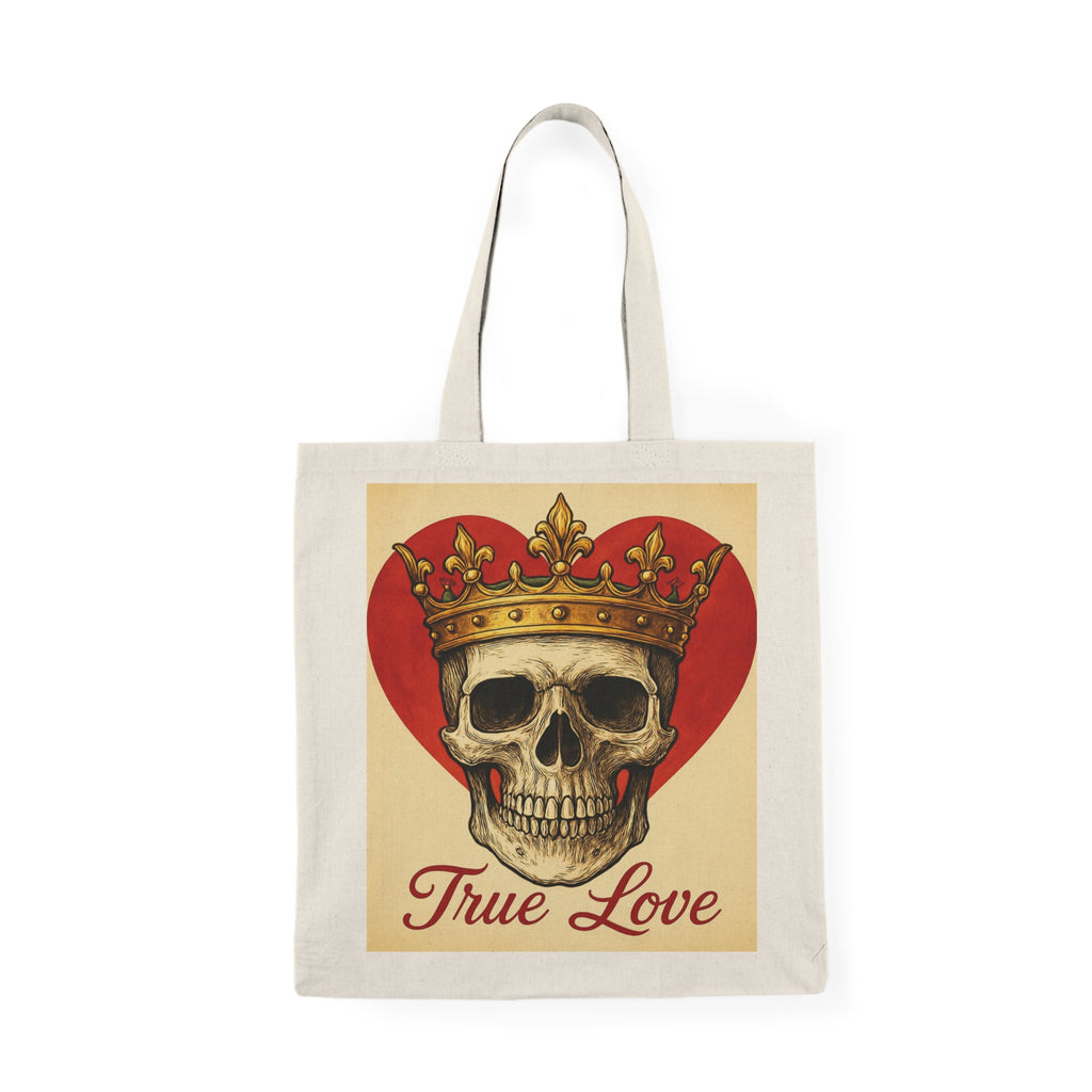 Skull & Heart Tote Bag, True Love Shopper, Eco-Friendly Gift, Valentine's Day, Halloween, Casual Everyday Use