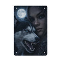 She Runs With Wolves  Wolf Moon Woman Metal Tin Sign Made in USA