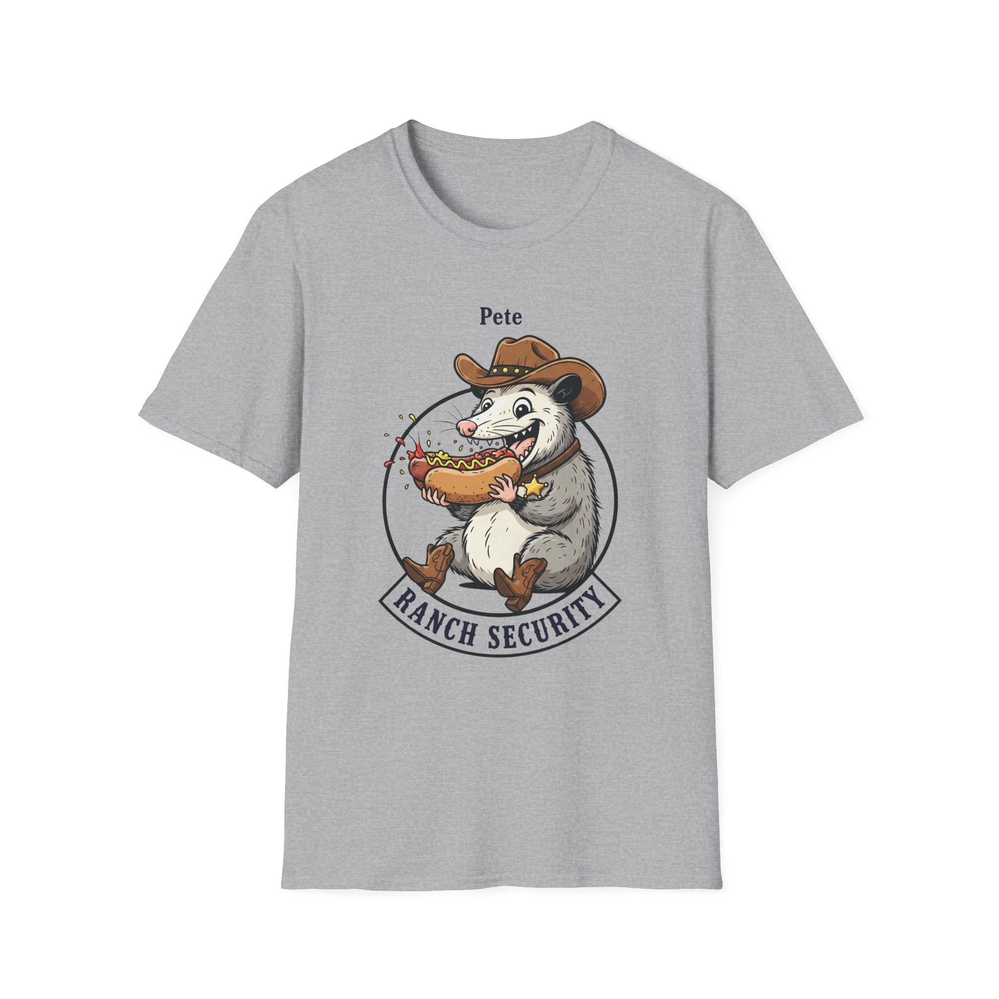 T-Shirt — 'Pete Ranch Security' Cowboy Opossum Graphic Tee