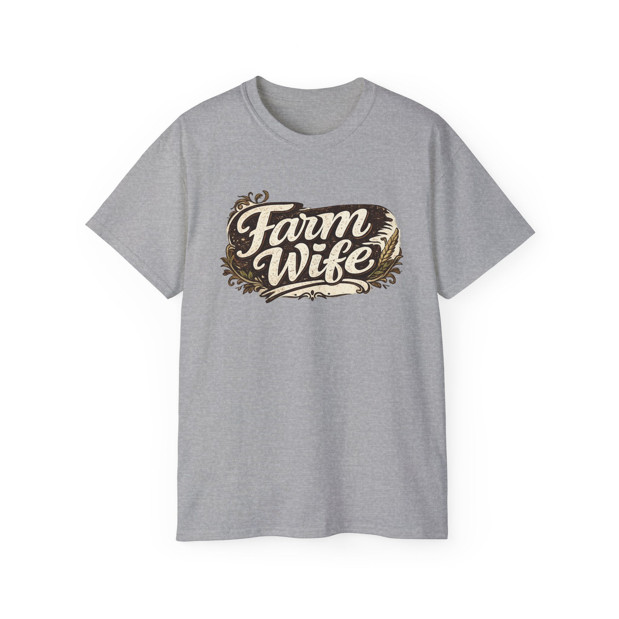 Farm Wife T-Shirt — Rustic Retro Script Tee for Women (Farm Wife)