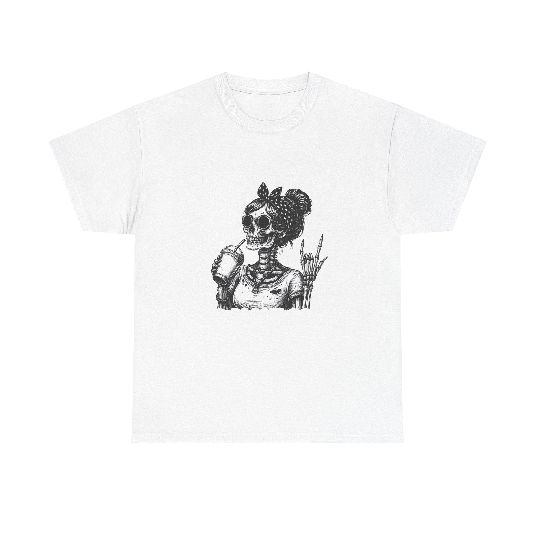 Skeleton Girl Graphic Tee — Retro Rock 'n' Roll Skull Design