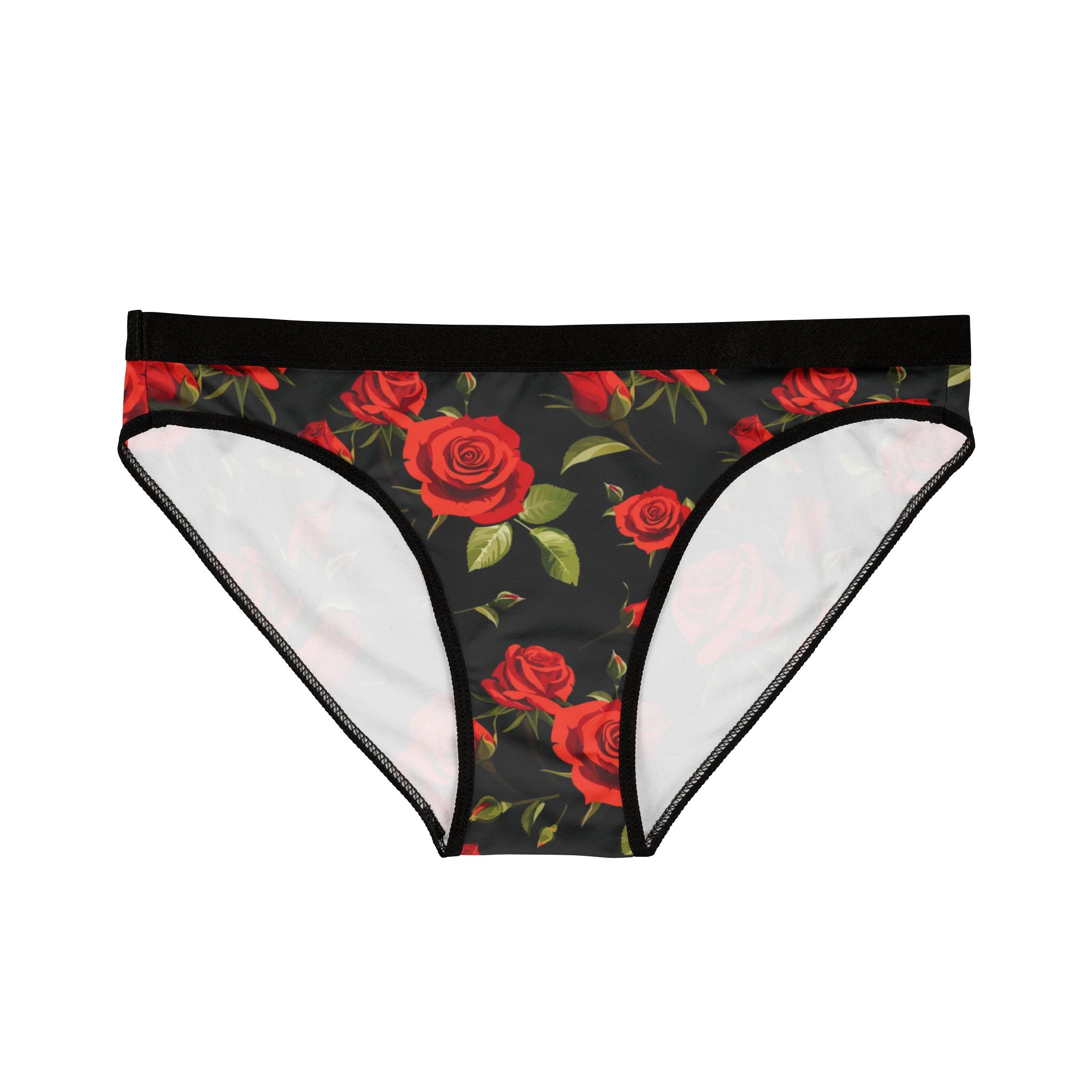 Red Rose Floral Bikini Briefs — Women's Rose Print Underwear