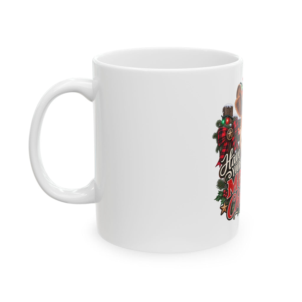 Christmas Cow Mug – "Have Yourself a Moo Little Christmas" Ceramic Coffee Cup