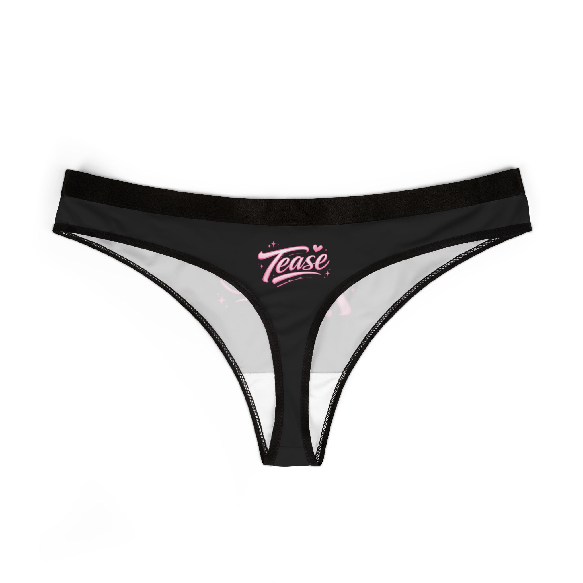 Tease Print Women's Thong - Cute Pink Script Lingerie