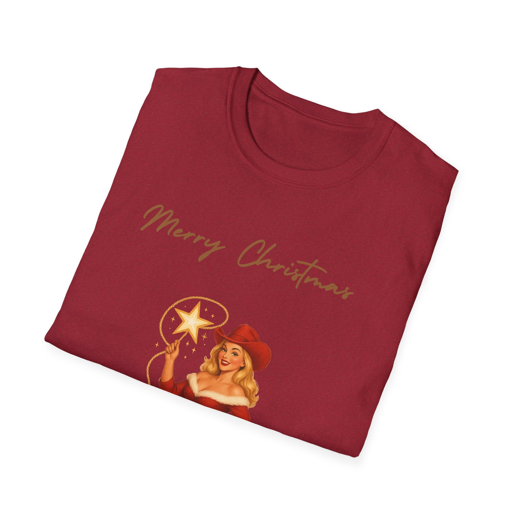 Christmas Cowgirl T-Shirt — "Merry Christmas" Pinup Holiday Tee
